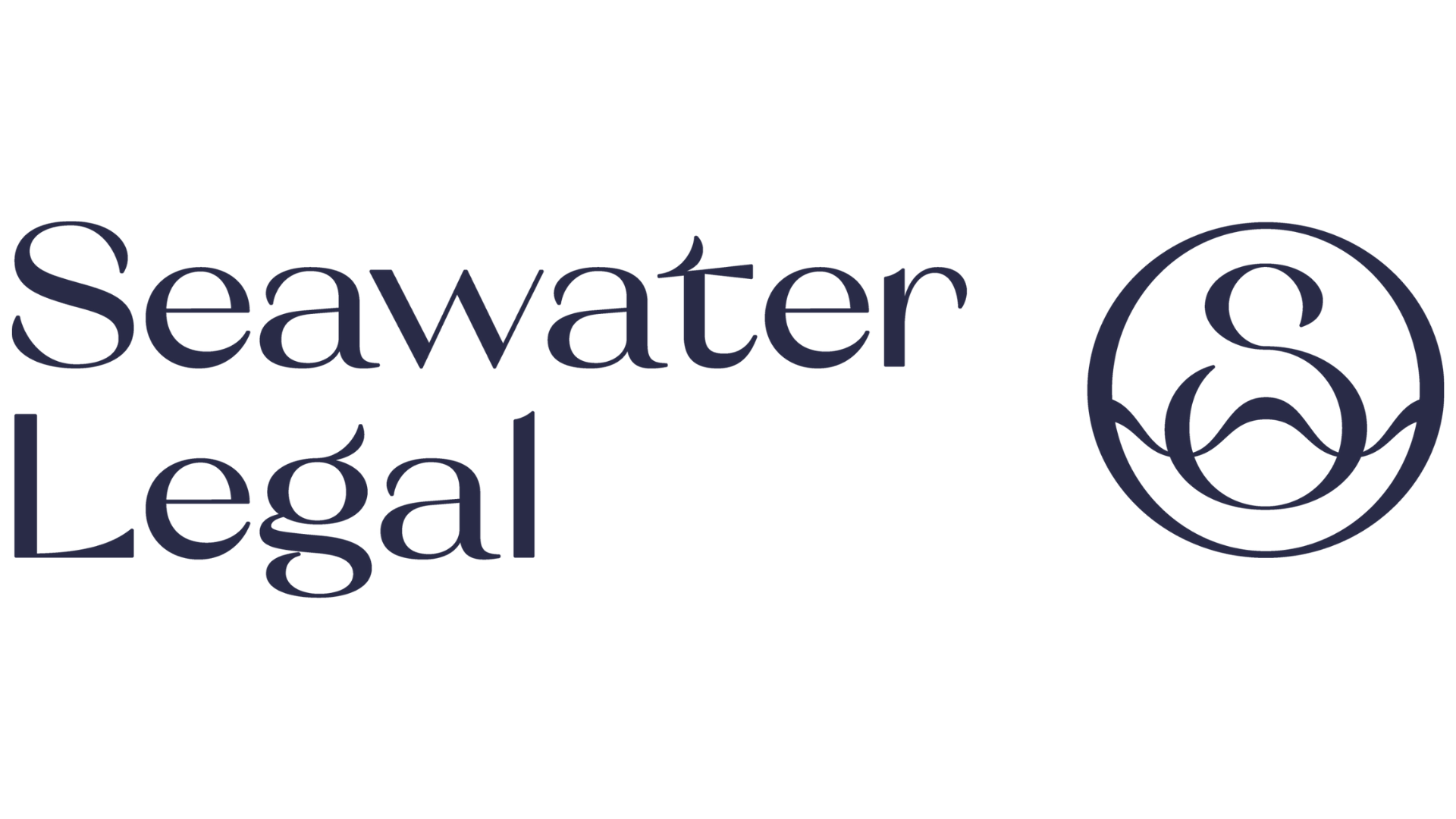 Seawater Legal logo with the words "Seawater Legal" and a circular emblem with a wave design.