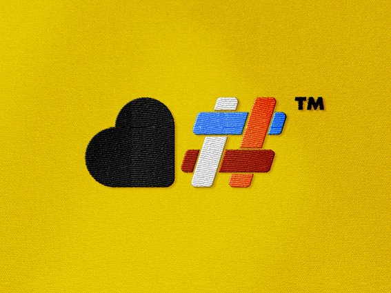 Colored logo on yellow background with a black heart shape, plus sign with red, white, and blue colors, and a small TM symbol.