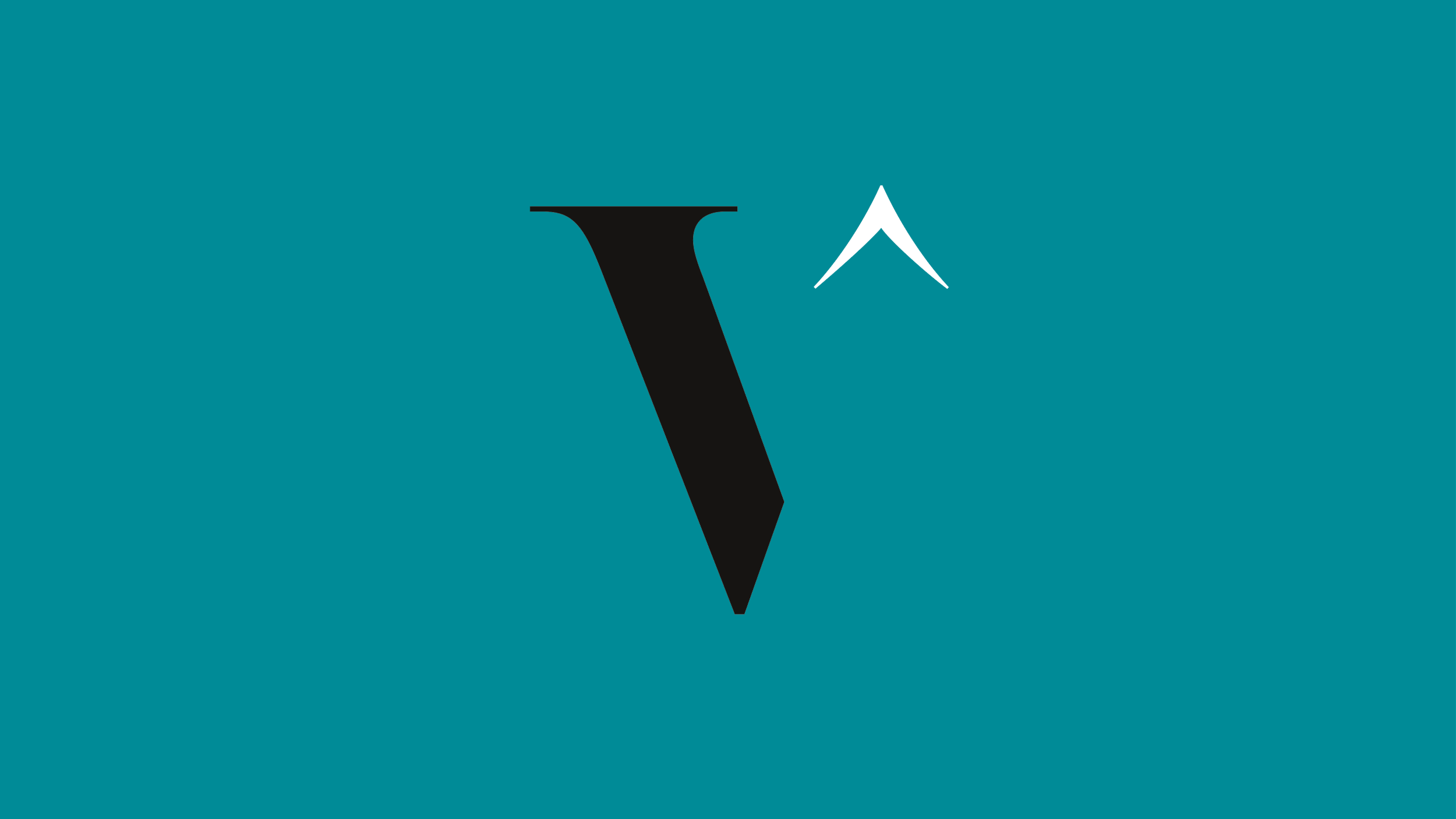 Digital illustration of a capital letter V with a white arrow pointing upwards above it, on a teal background.