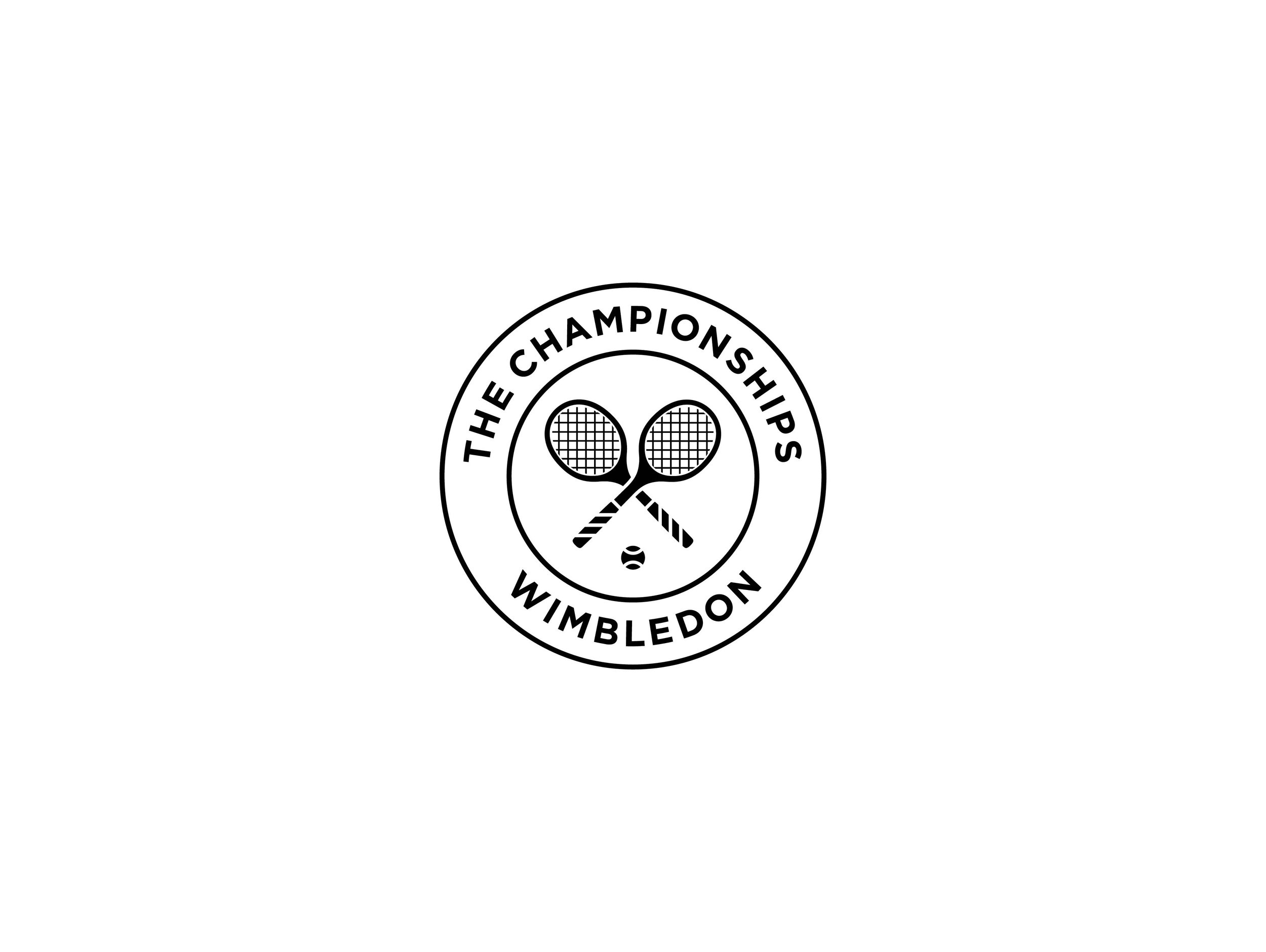Wimbledon logo featuring two crossed tennis rackets and a tennis ball with the text 'The Championships Wimbledon' around the circle.