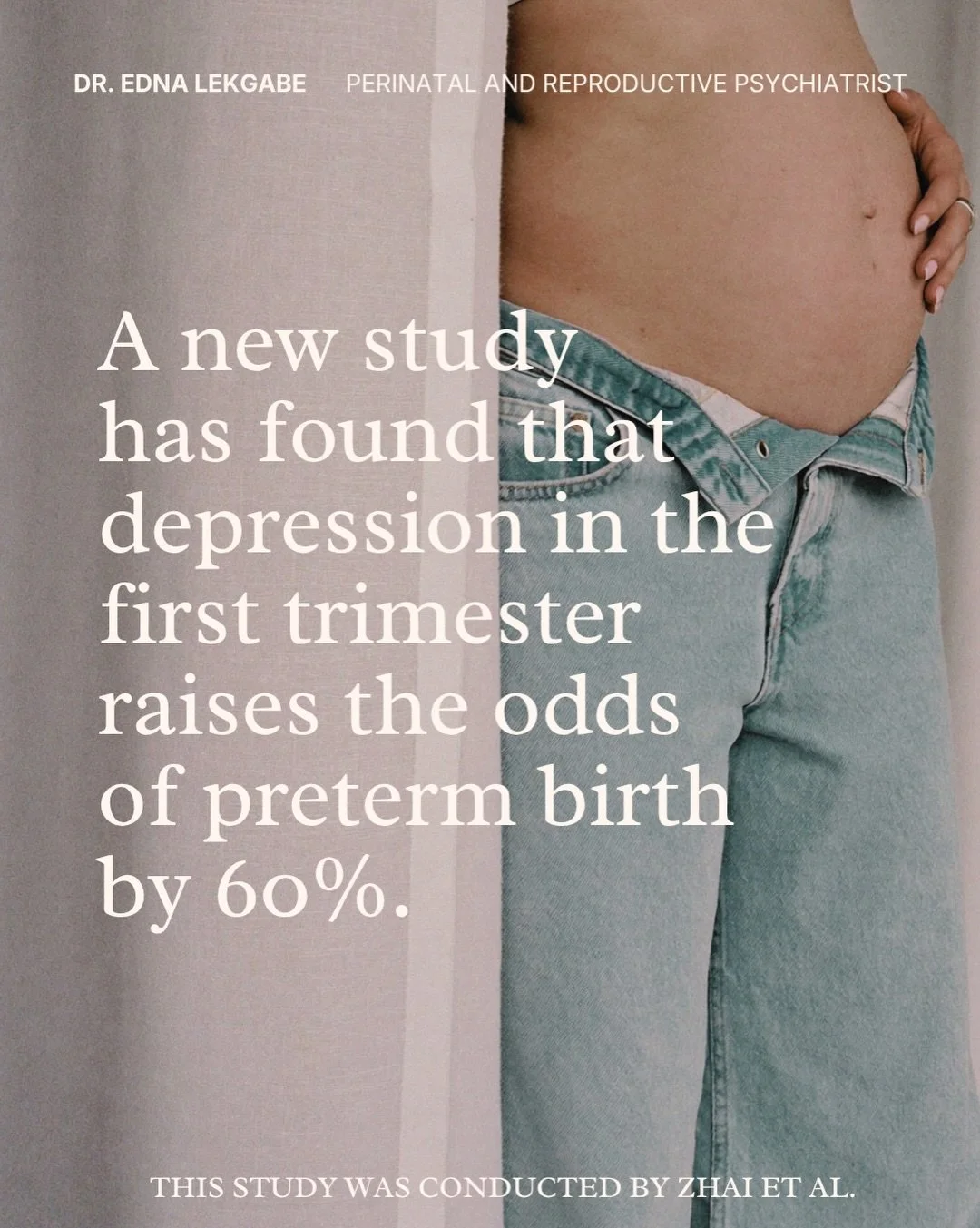 New research published last month by Zhai et al found that first trimester depression raises the odds of preterm birth by 60%.

And that effect was strongest in women with low social support.

I want us to sit with that finding for a moment because w