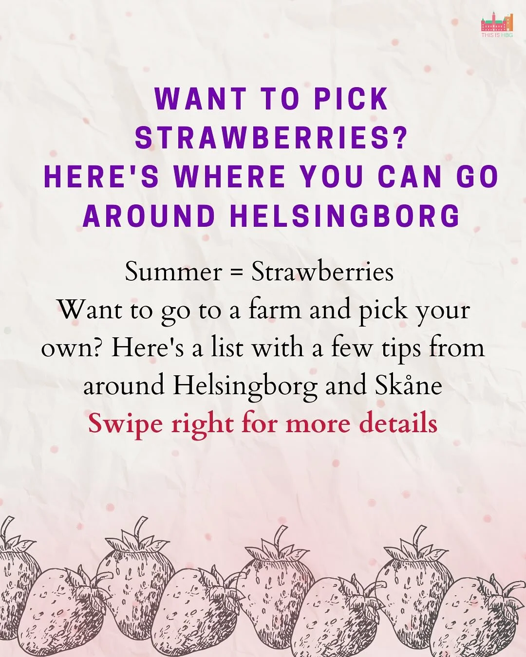 🍓🍓 Yay! It&rsquo;s Strawberry season and I&rsquo;ve started getting my yearly reminders to post a compilation of farms for self picking. So here you go - Farms around Helsingborg / Sk&aring;ne where you can go and get yourself some juicy berries. 
