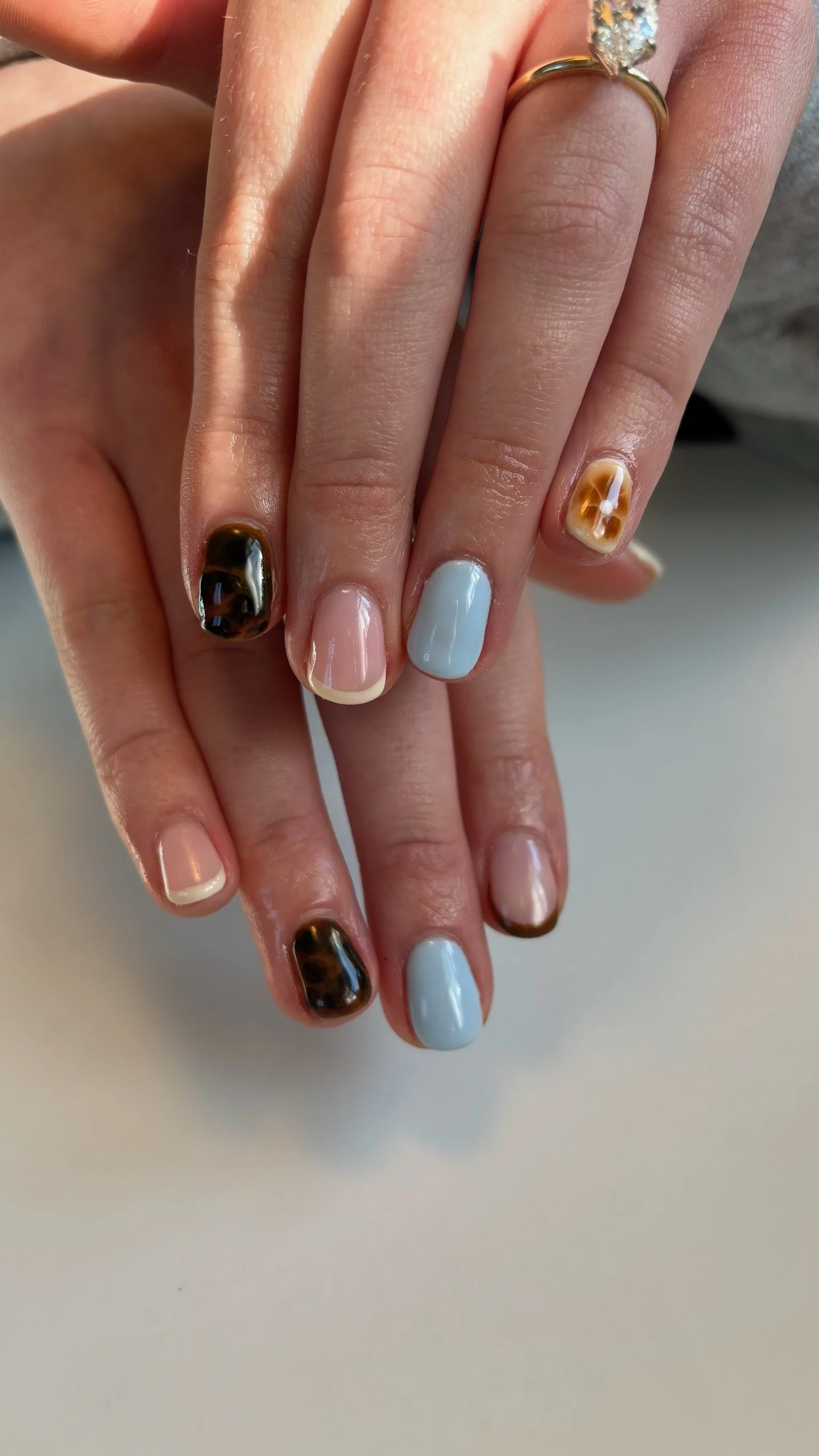 baby blue torti nails
