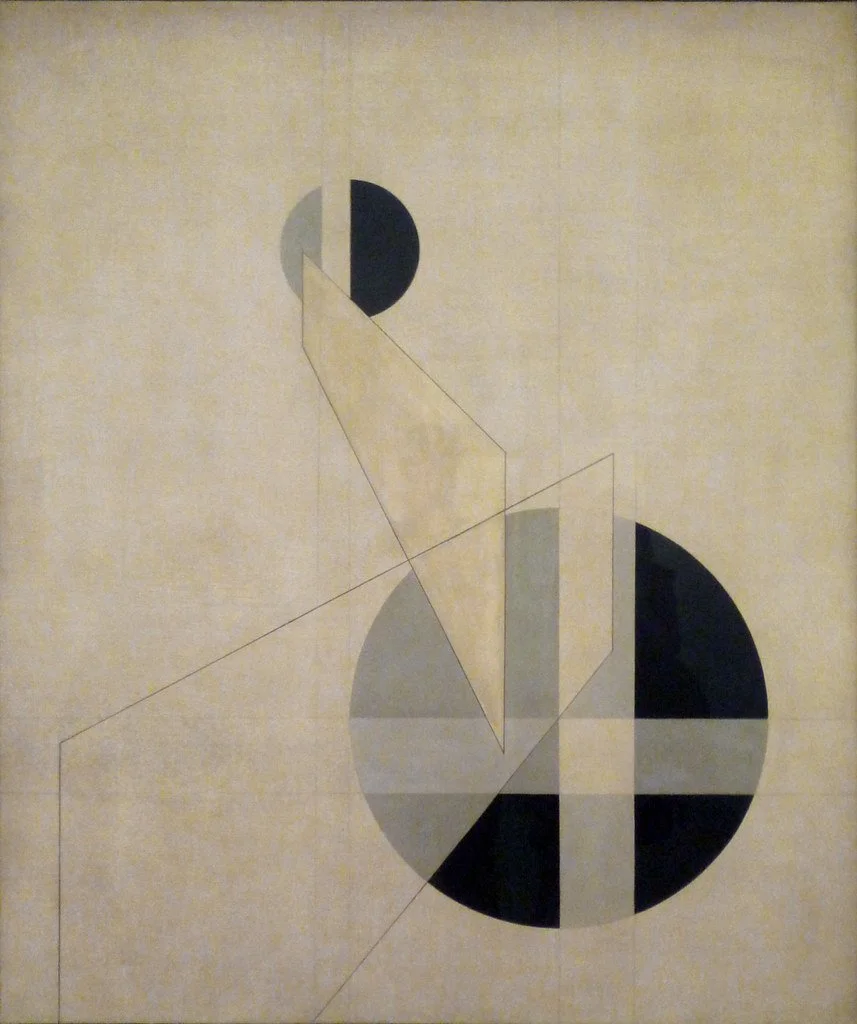 Reference composition by László Moholy-Nagy with intersecting planes and geometric abstraction