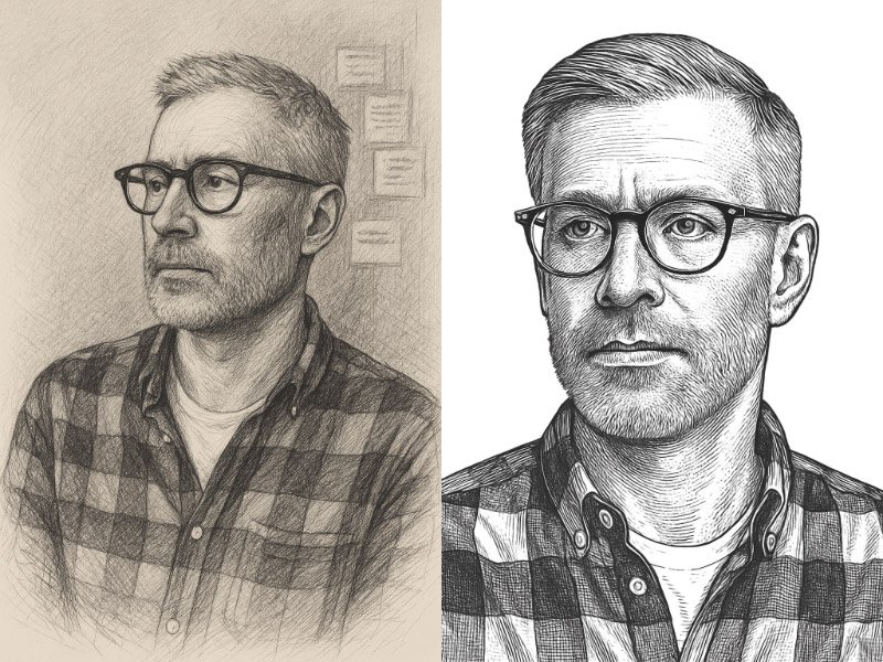 ChatGPT's attempts to create sketch based on the photo. Close, but not cigar!