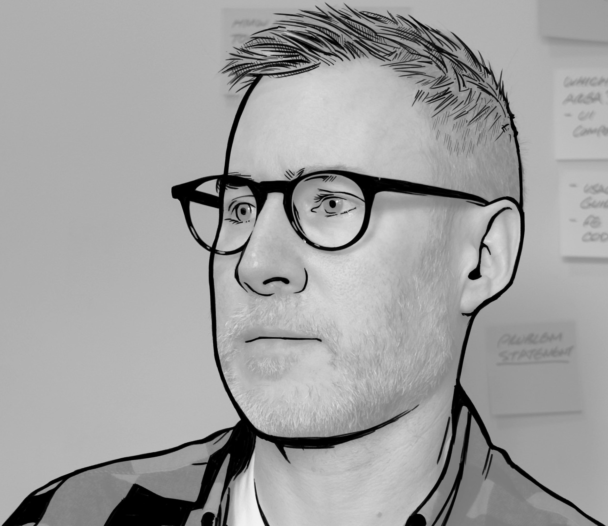 I knocked back transparency on the photo, outlining the edges and darkest areas.