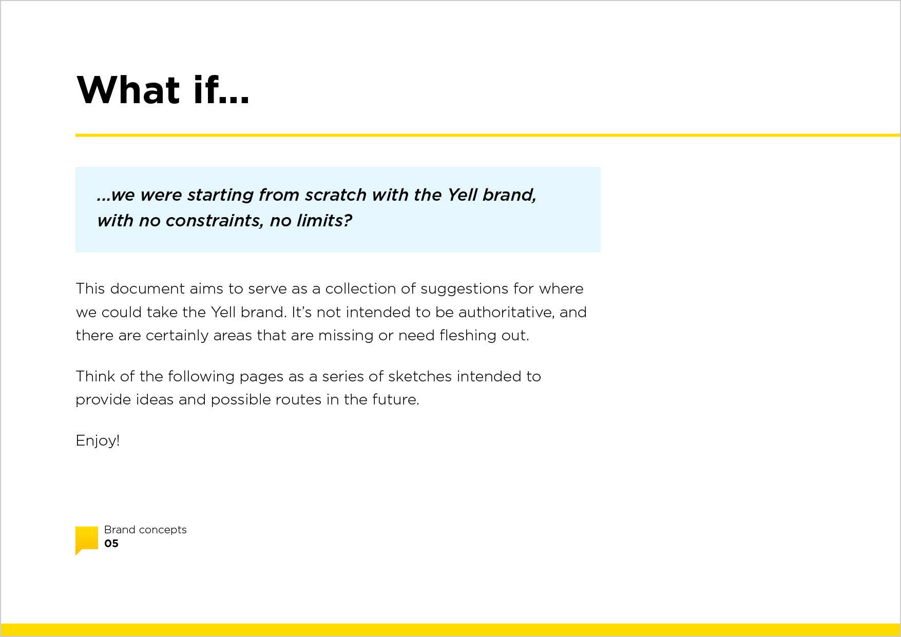 Slide outlining principle of the Yell Brand 2.0 concept