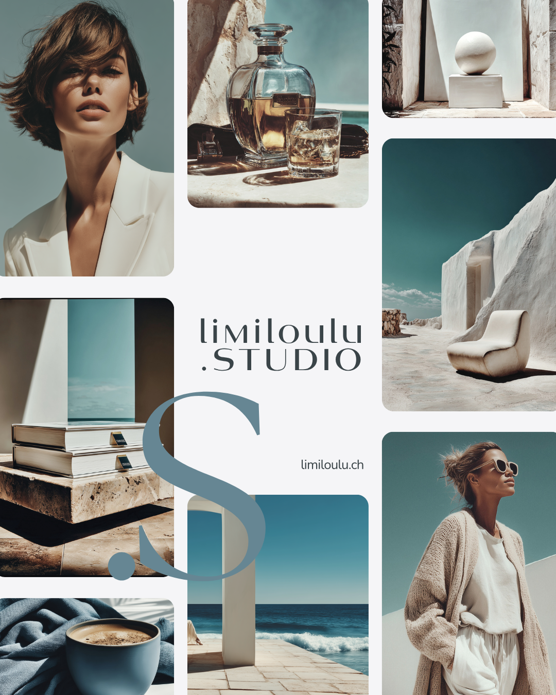 Cover der limiloulu.STUDIO Blue Beige Icon Collection mit ruhigen blau-beigen Motiven