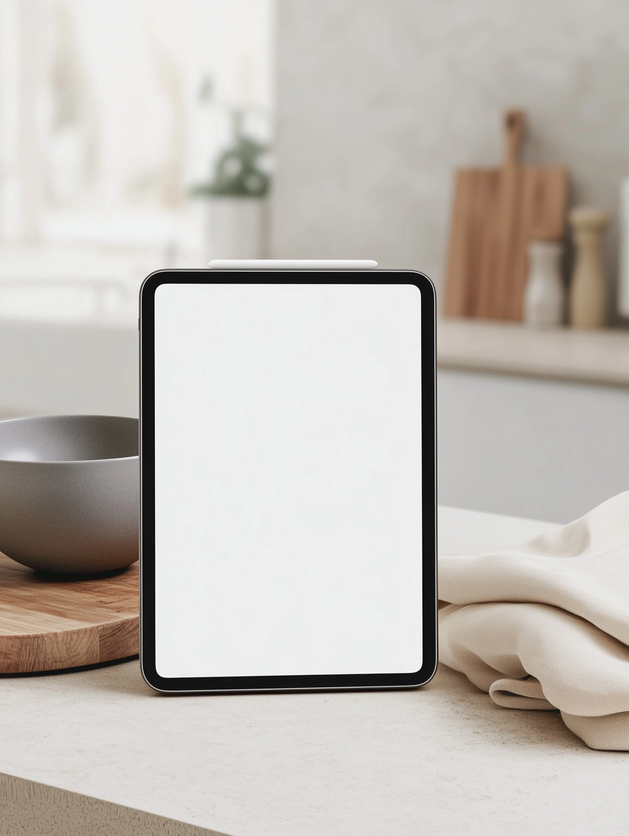 Mockup Ipad in Küche auf Stein - vorlage für selbständige Frauen