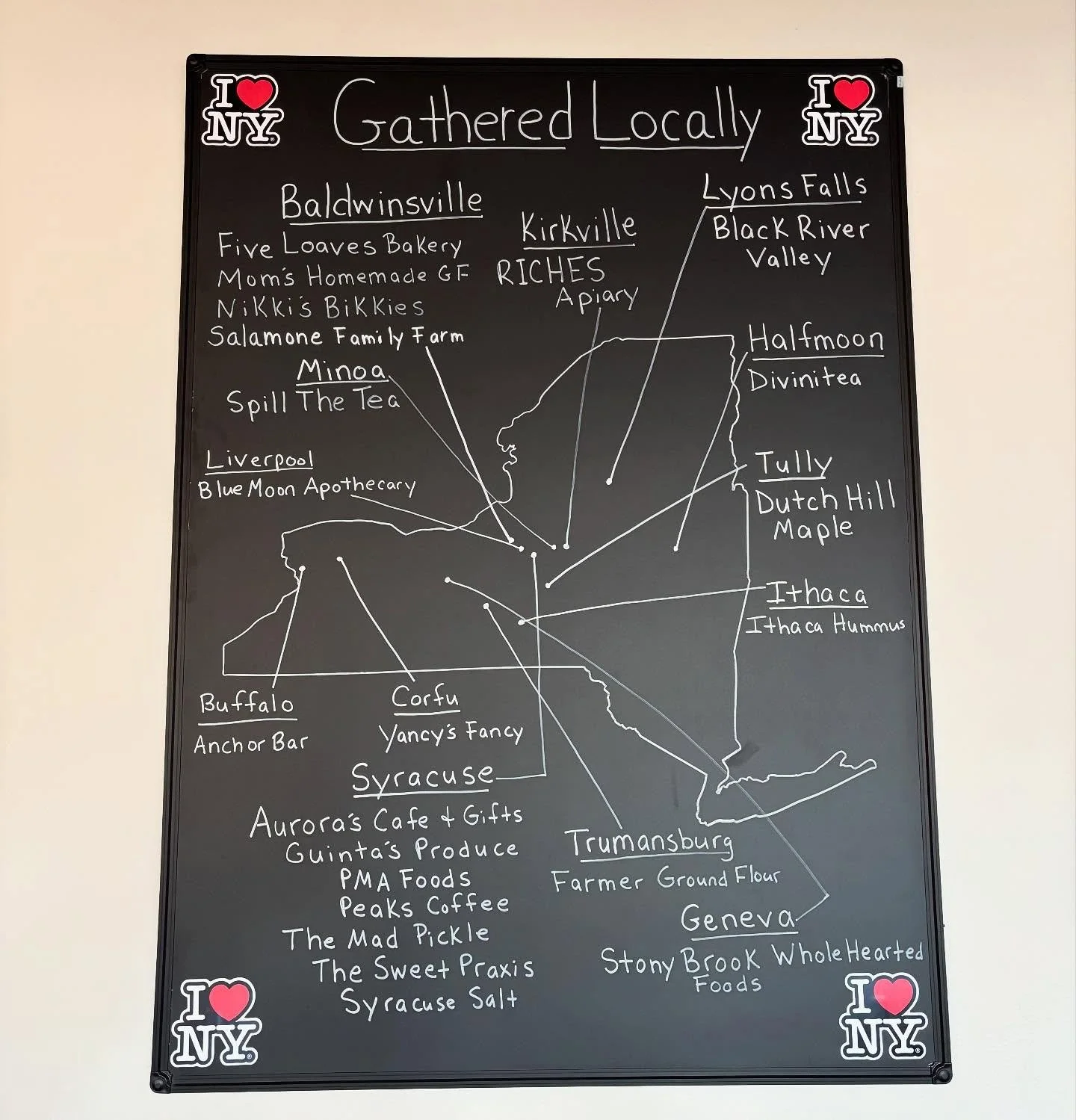 Grand finale to close out our &ldquo;Welcome to Our Cafe&rdquo; local partner series!! Enjoy this map which is hung inside the cafe 😁#GatheredLocally #SupportLocalBusinesses  #ILoveNY