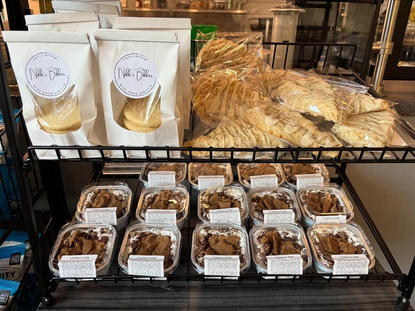 Come on in and get @nikkisbikkies delicious baked goods stocked at Maydan Cafe!! #BvilleBaked #CarrotCake #SupportLocal #SmoresBars #Yum!