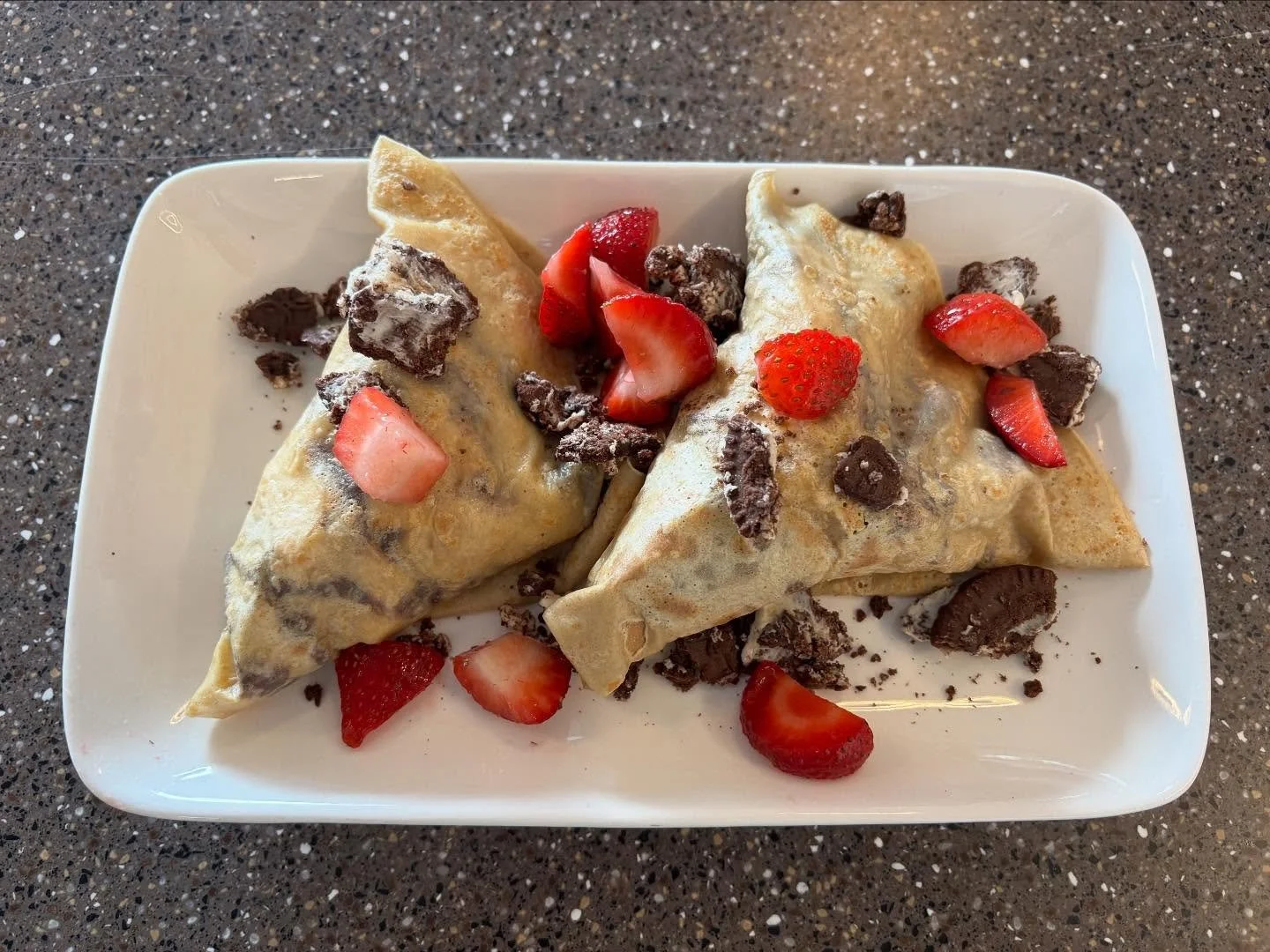A Create-Your-Own Crepe &amp; an Iced Matcha Latte with Cold Foam from yesterday. You all are creative with your custom items. Everything we have is customizable!! #LoveYourCreations