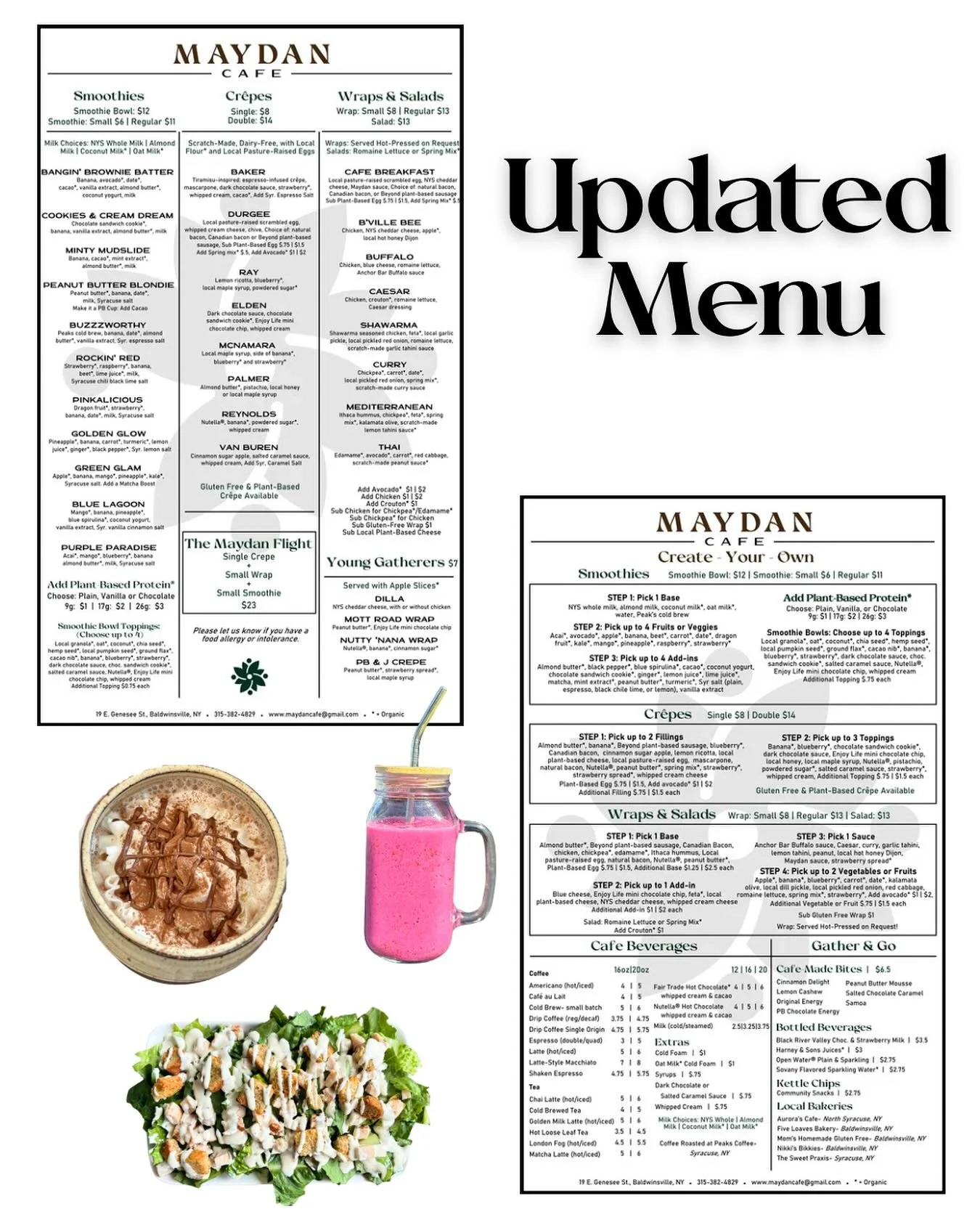 During our first week open we gathered the community&rsquo;s feedback on many aspects of the Maydan Cafe experience. We adjusted our menu slightly in response to some comments/suggestions. The updated menu is now on our website. We are still working 