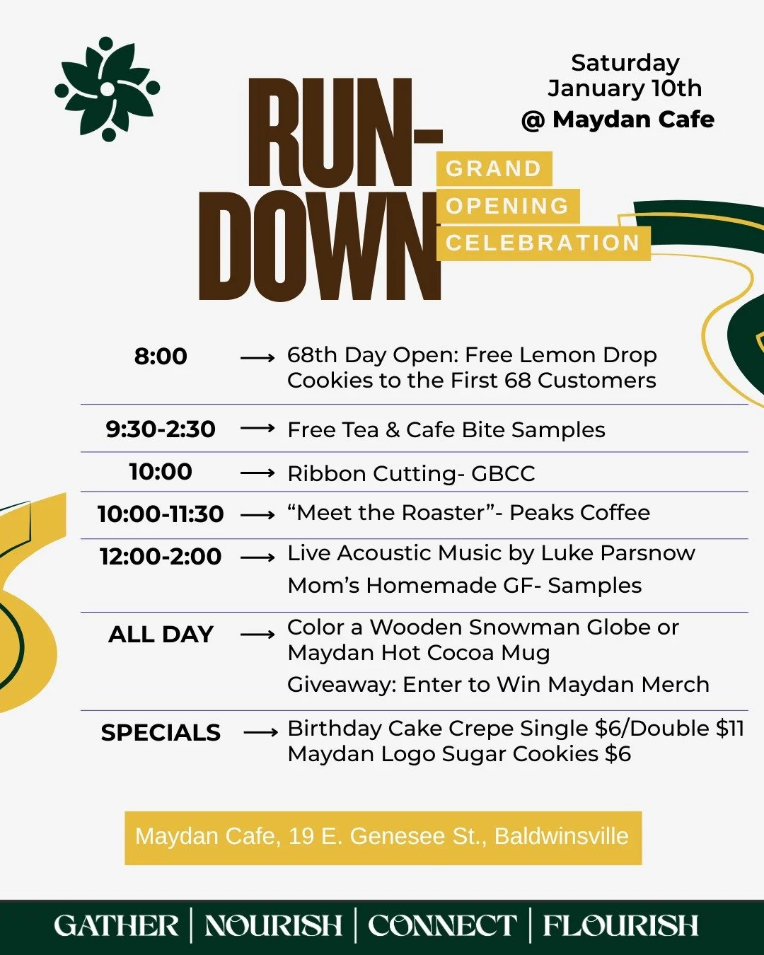 Grand opening run-down is here! We are so excited to celebrate with you!