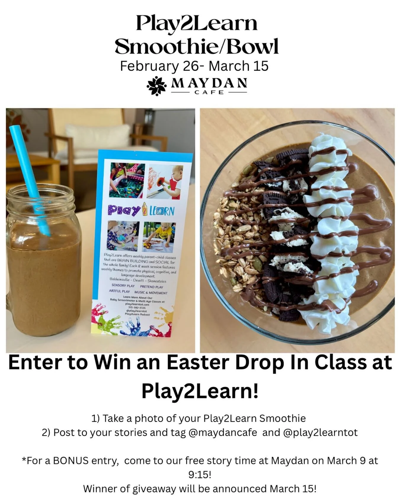 Starting tomorrow we&rsquo;re rolling out something new (and secretly nutritious 😉) &mdash; our Play2Learn Smoothie! 🥤

It&rsquo;s our delicious PB Cup smoothie&hellip; with a little sneaky kale added for an extra boost 💚

📸 Here&rsquo;s the fun 