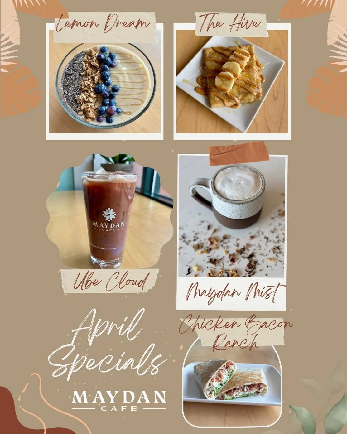 ✨ April Specials (with a couple new additions!) ✨

You may recognize a few favorites&mdash;but we&rsquo;ve added something new to the lineup 👇

💜 NEW: Ube Cloud Latte &ndash; creamy, dreamy ube with a light, cloud-like finish&hellip; subtly sweet, 