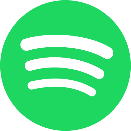Green circle with black curved lines forming the Spotify logo.