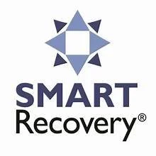 Logo with a geometric star-like symbol above the words 'SMART Recovery' in blue and black