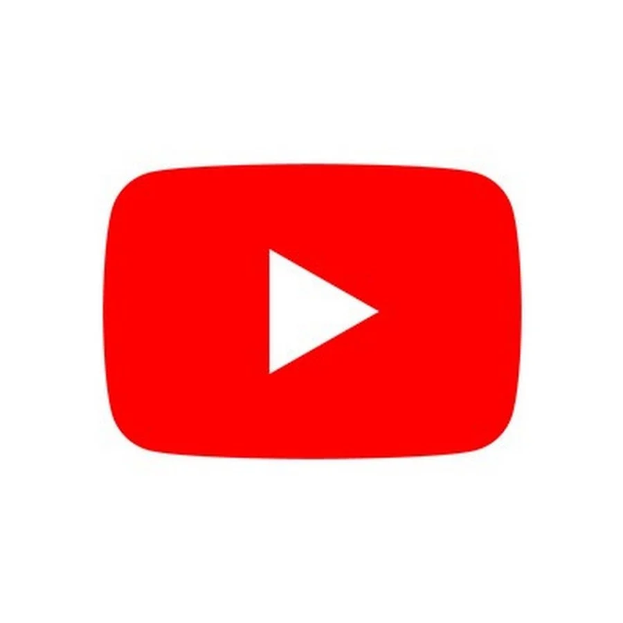 YouTube play button logo, a red rounded rectangle with a white triangle in the center.