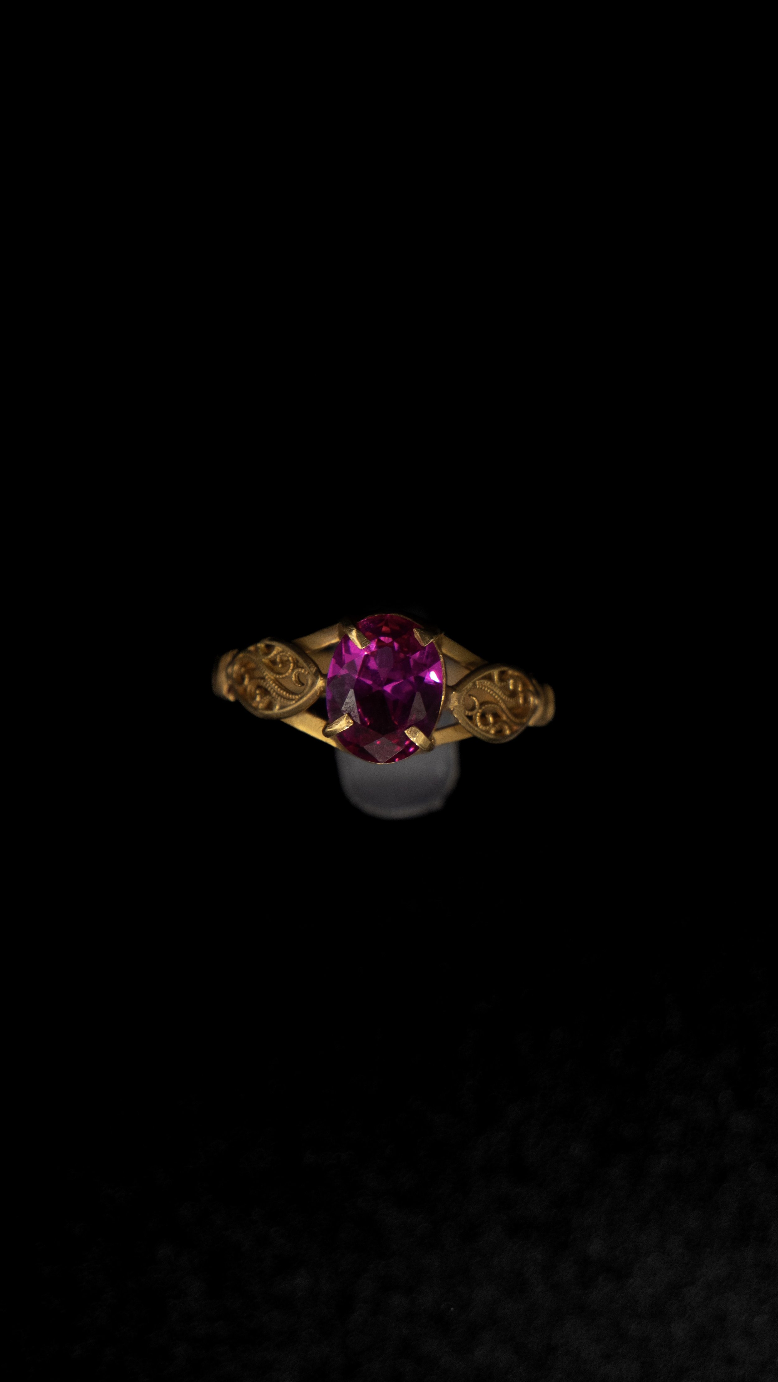 Bague Filigrane Maille Concombre  Pierre Oval Rose