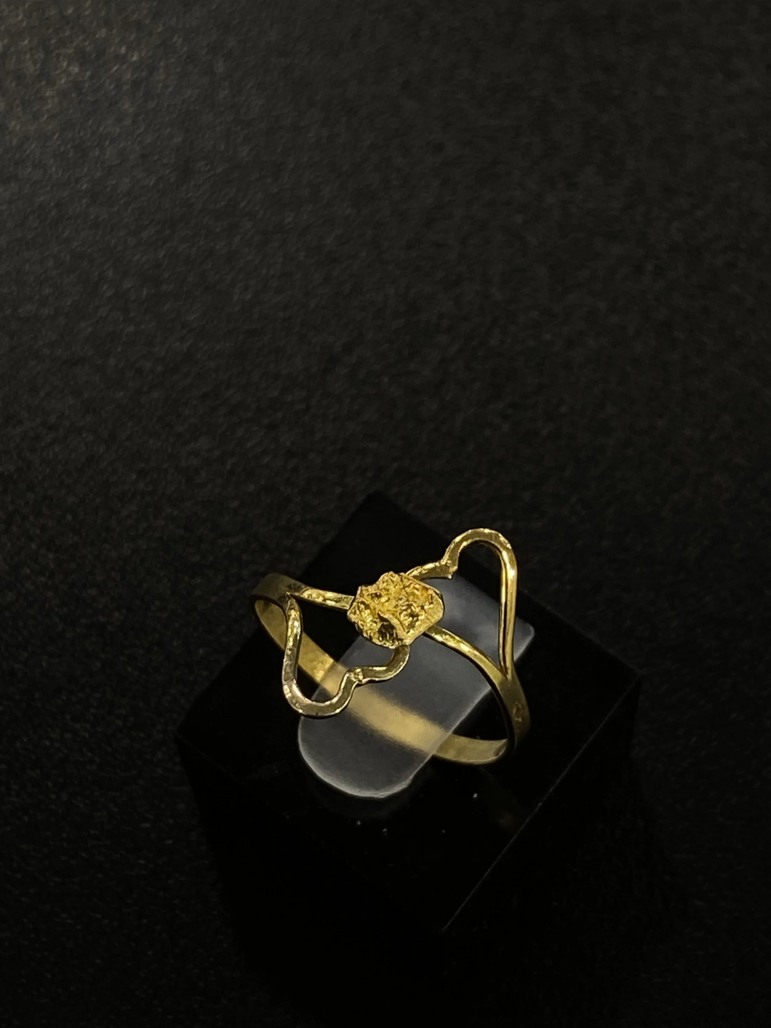Bague femme 2 cœurs pépite