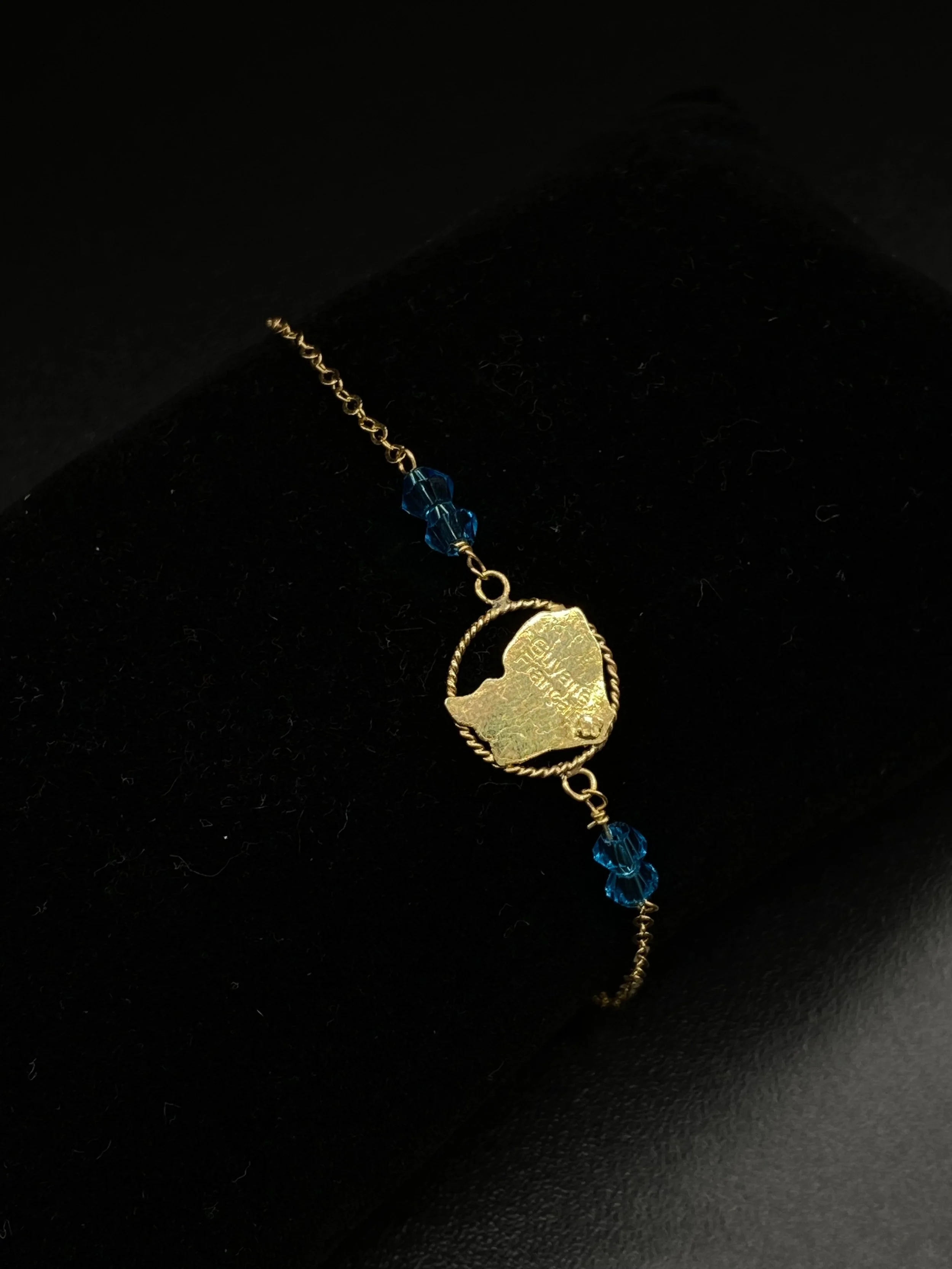 Bracelet Femme Carte de la Guyane bleu clair