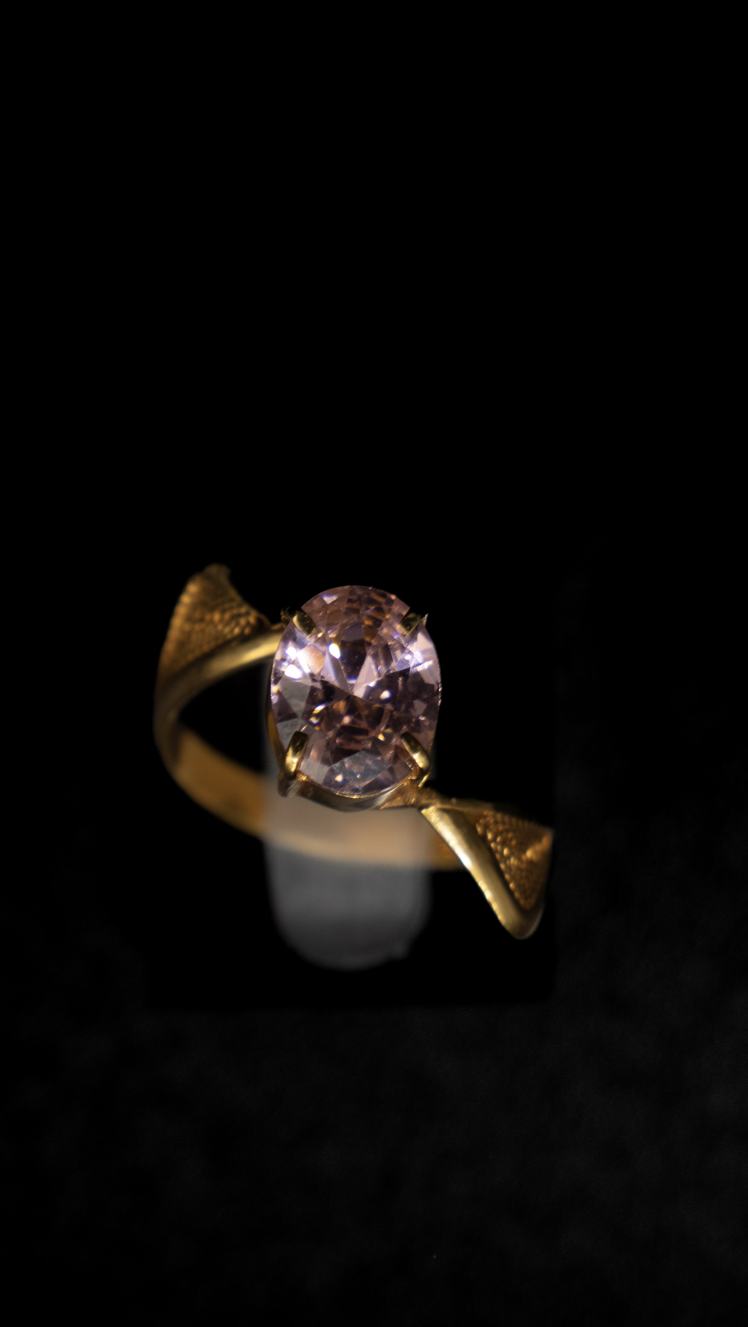 Bague Femme Or 750/1000 Filigrane Pierre Rose Ovale