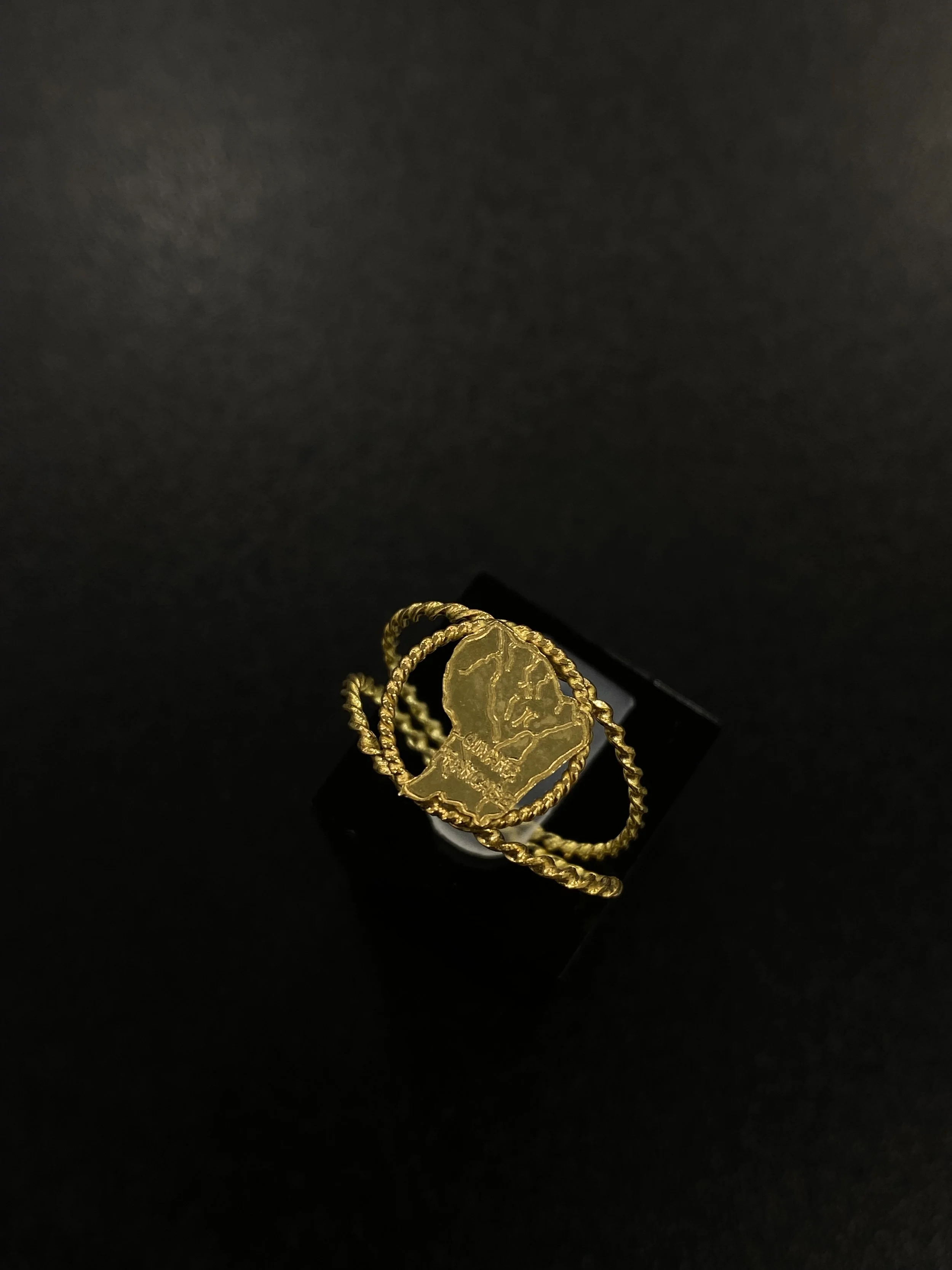 Bague femme carte Guyane double torsade