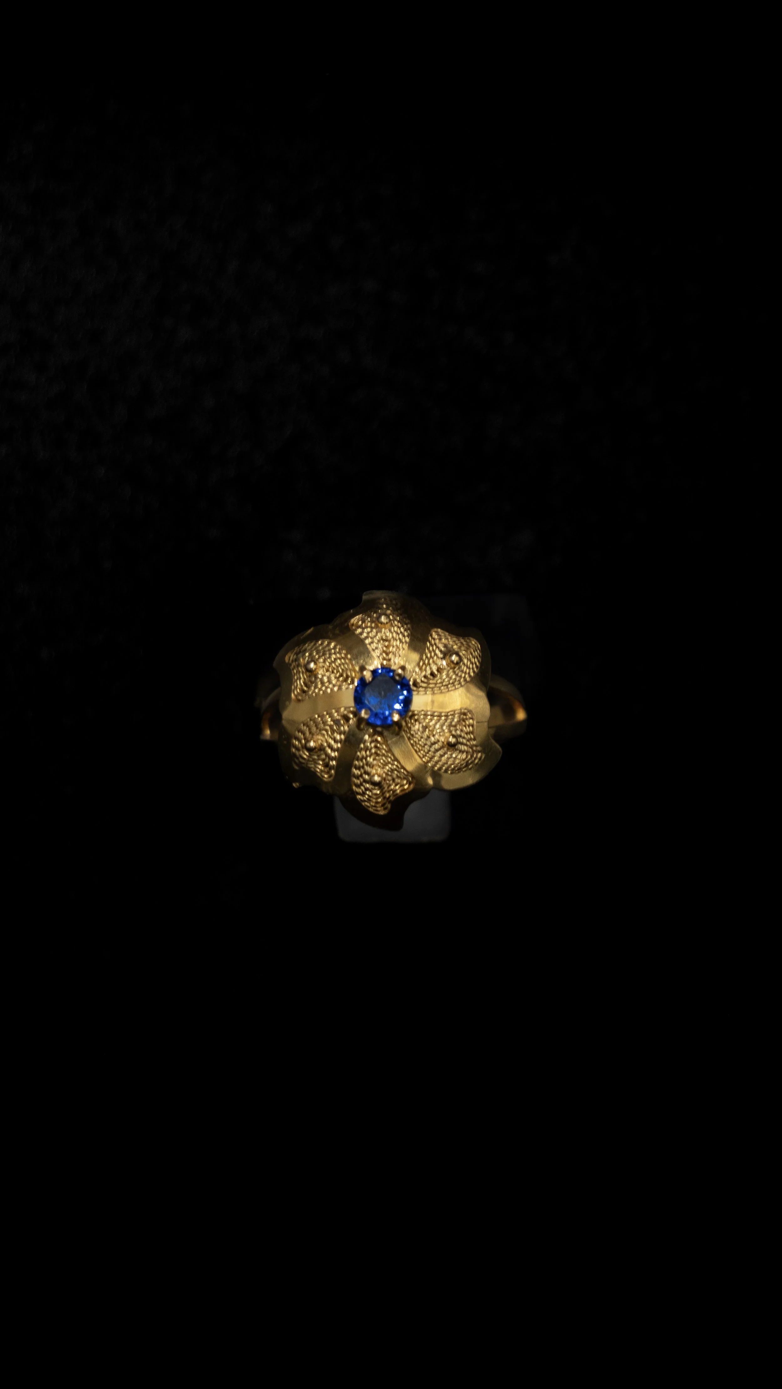 bague Filigrane Pierre Bleu Foncé