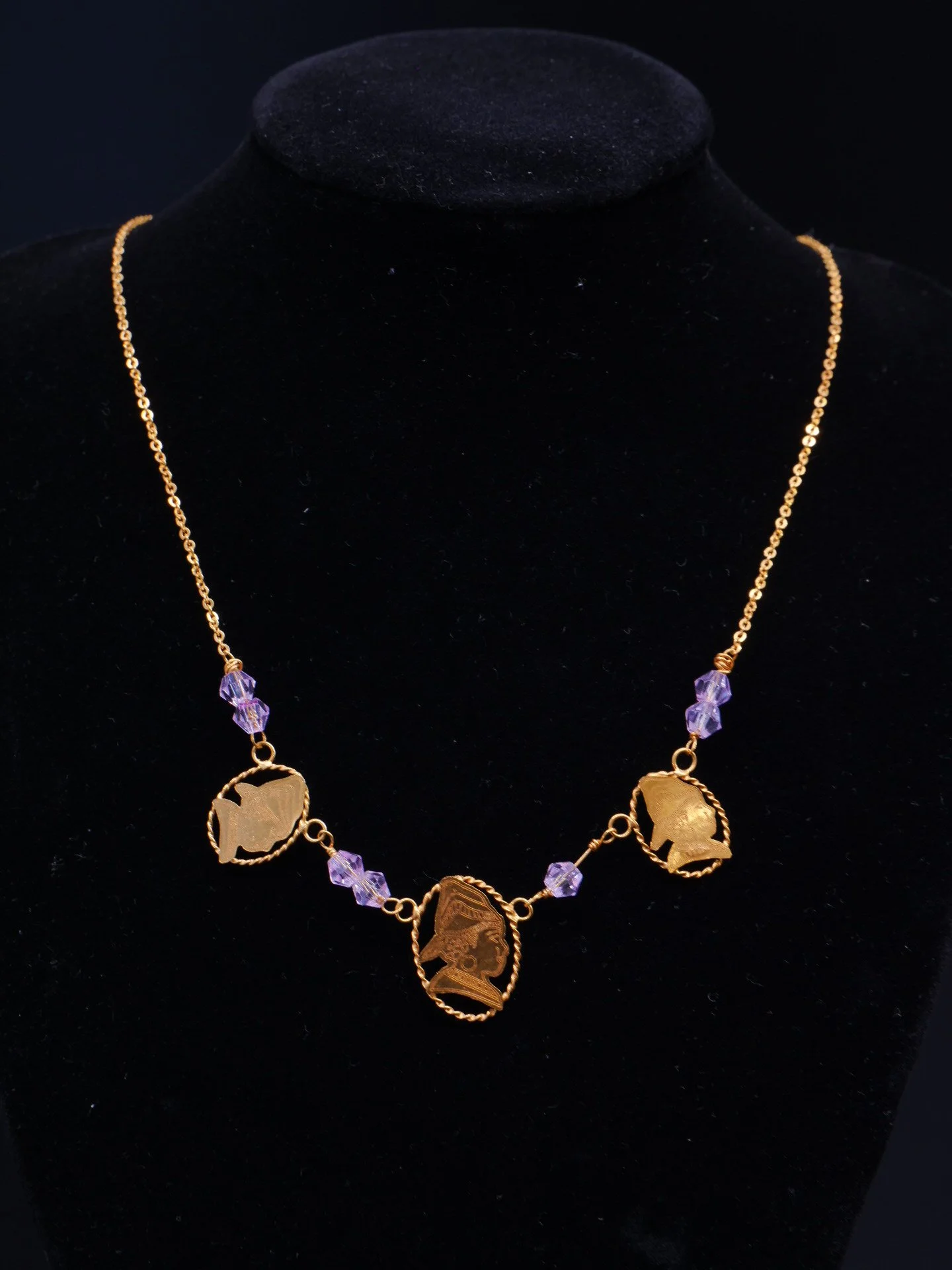 Collier femme cayennaise a grenat rose