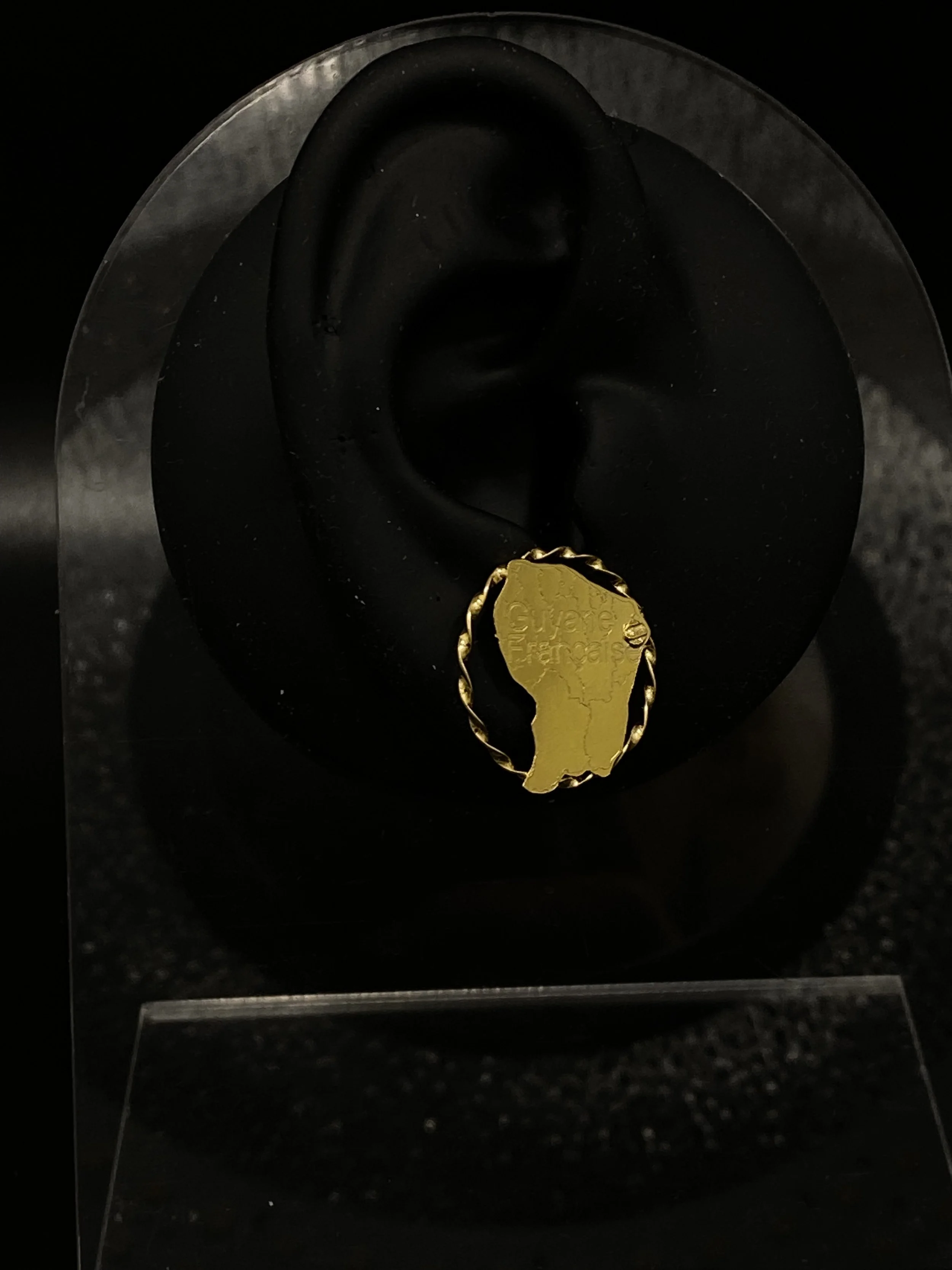 Boucle d'oreille carte de la Guyane cerclée