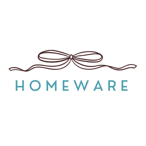 Homeware logo with a stylized bow above the word "HOMEWARE" in blue text.
