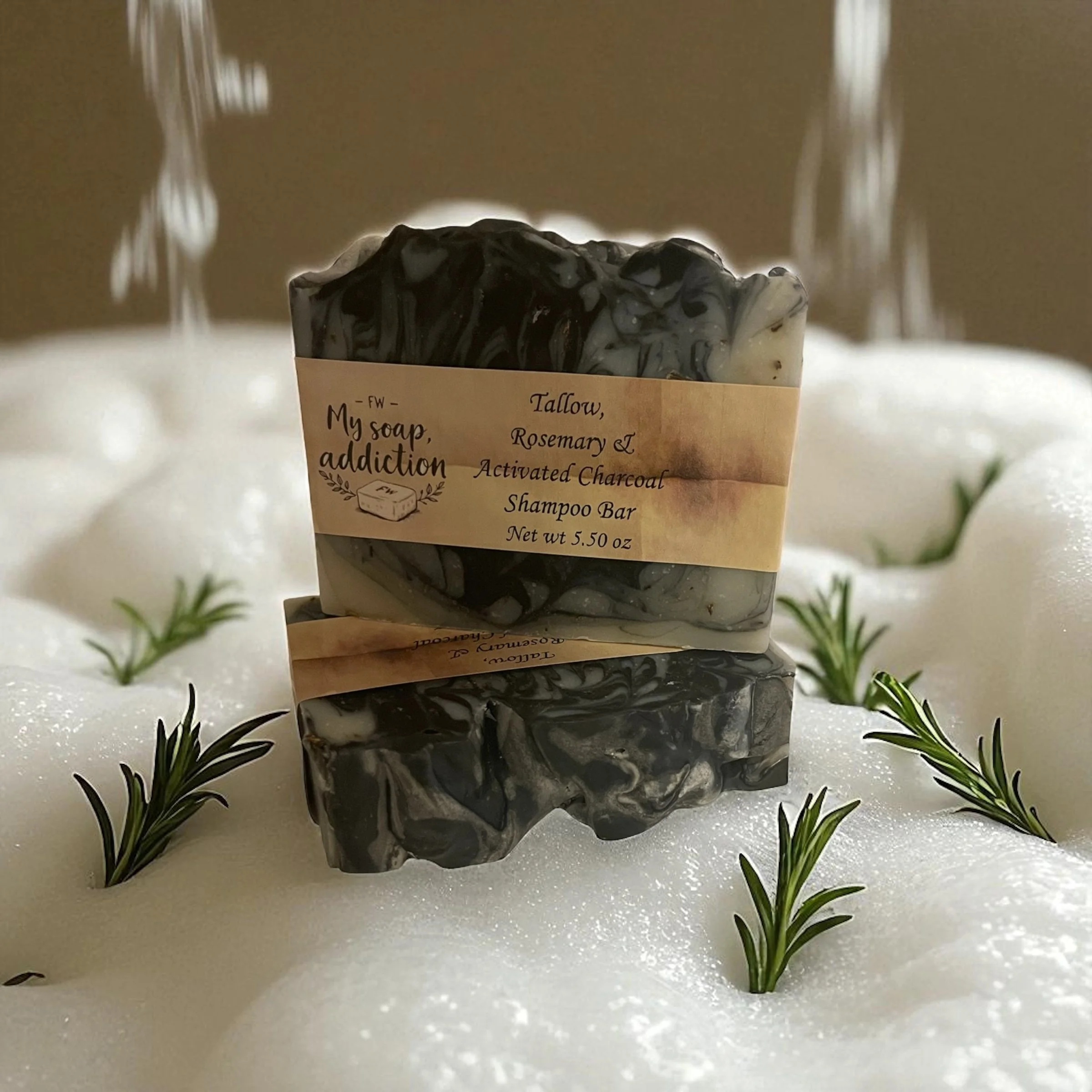 Gentle Cleansing Tallow, Rosemary & Activated Charcoal Shampoo Bar