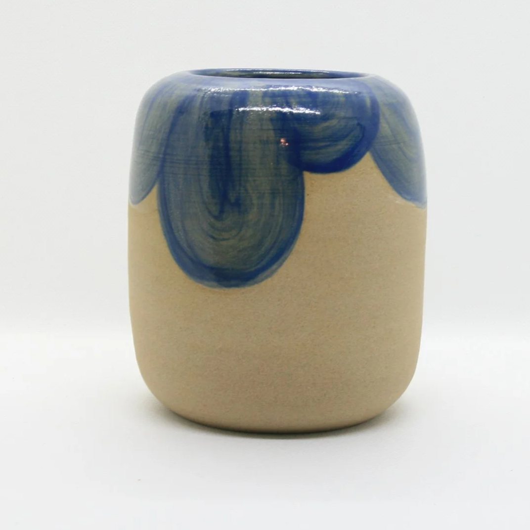 Vase effet peinture bleue