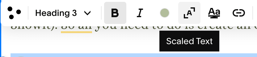 Screenshot of the Scaled Text feature in Squarespace.