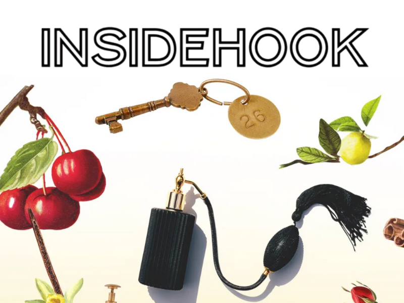Collage of keys, a perfume bottle, cherries, a lemon, and a cinnamon stick with the word 'INSIDEHOOK' at the top.