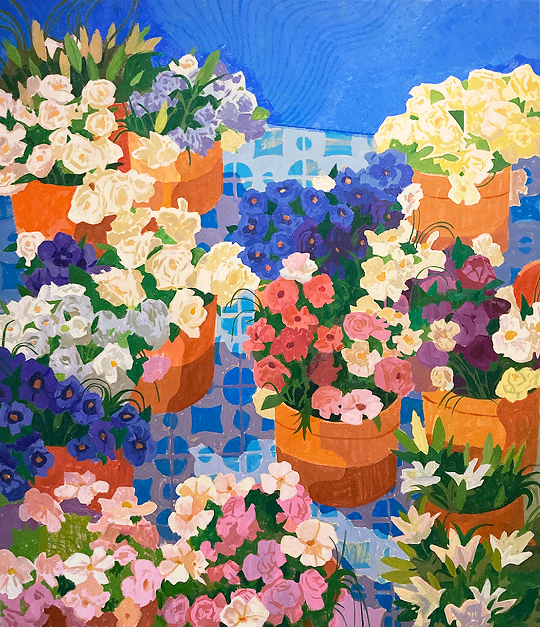 Flower Market Overflow in Blue