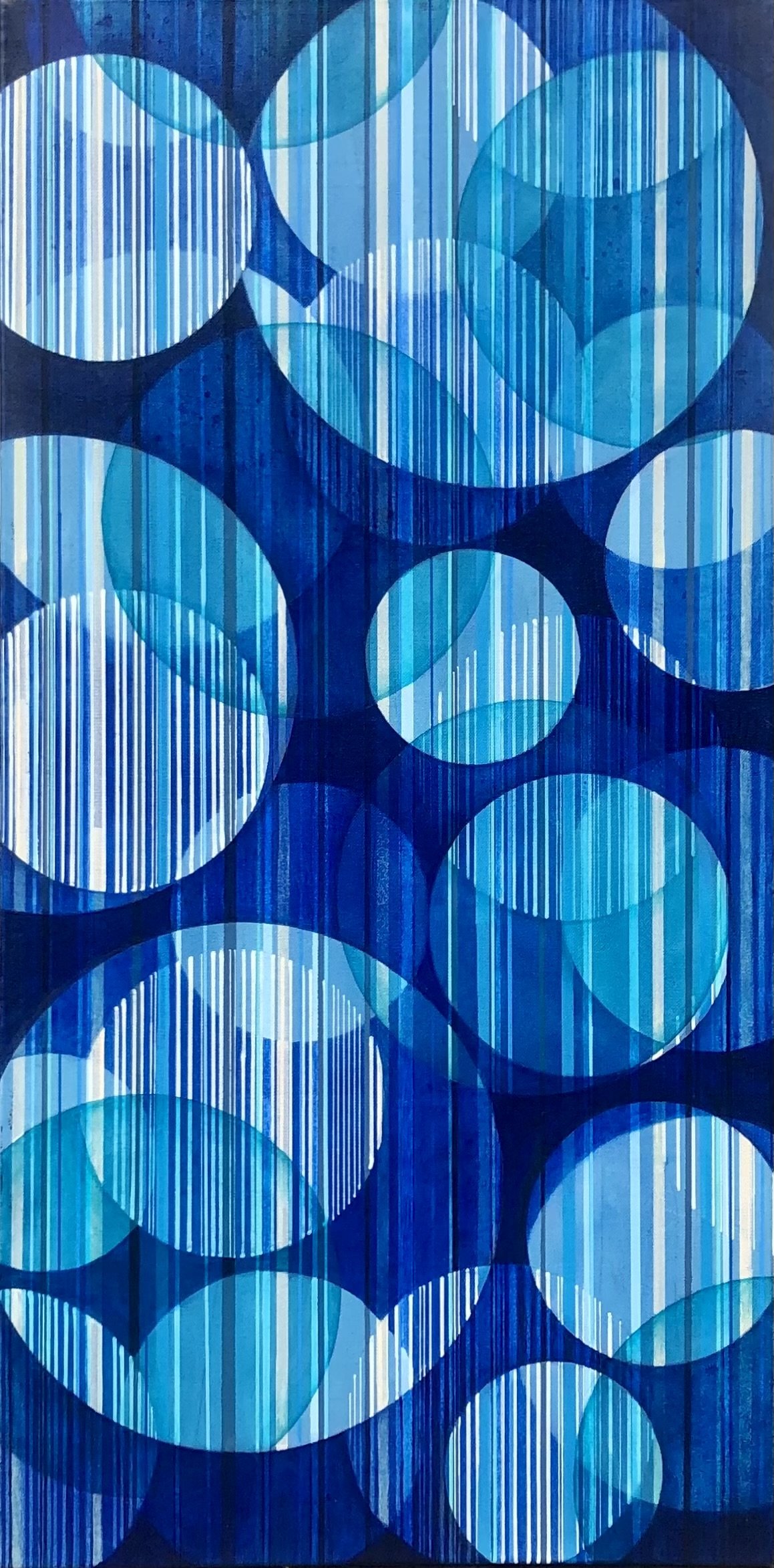 HYDRATION (CIRCLE PAINTING #3), 36"x18", acrylic mixed media on canvas, May 2022
