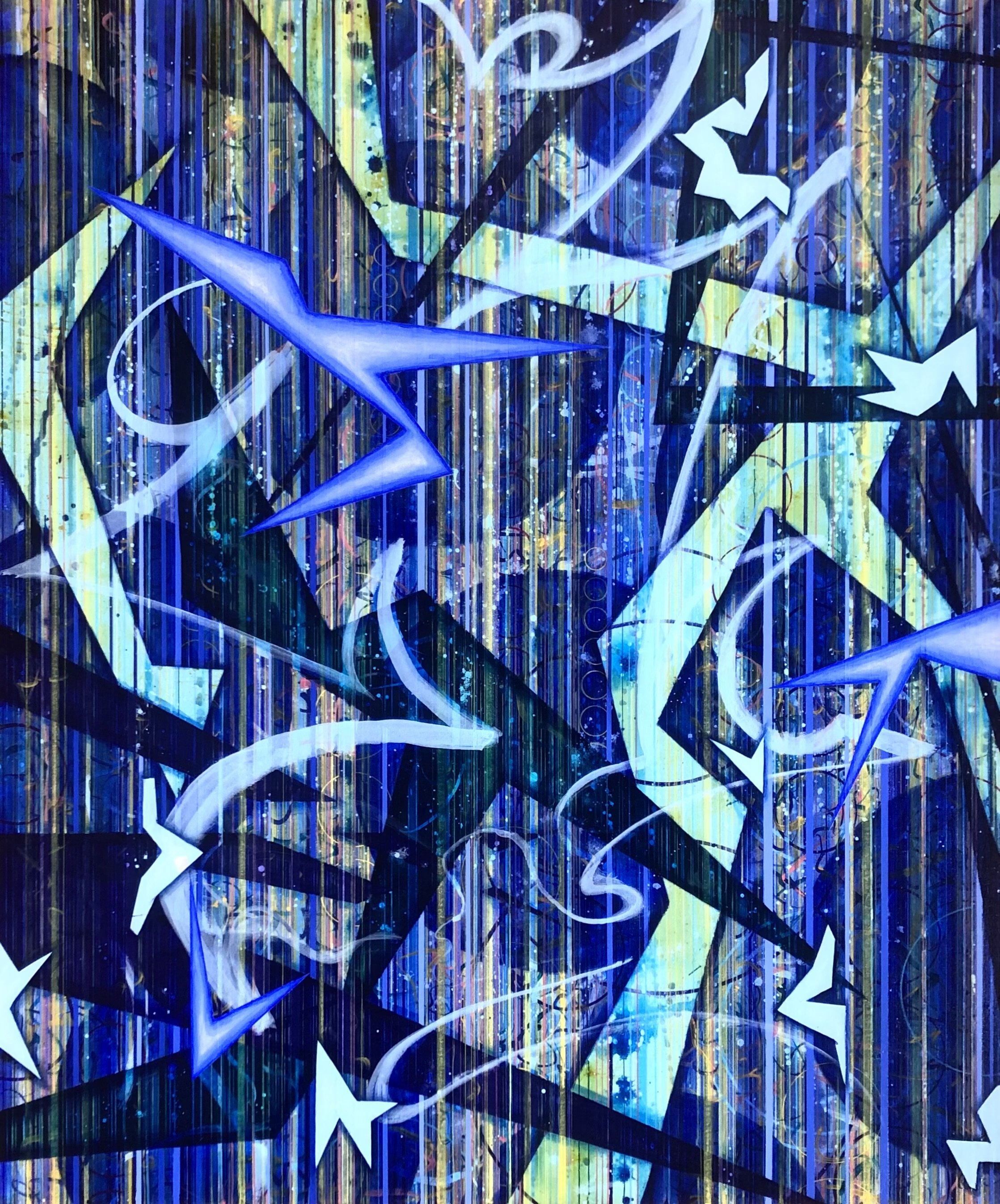 CUT GLASS, 36"x30, mixed media on canvas, April 2023