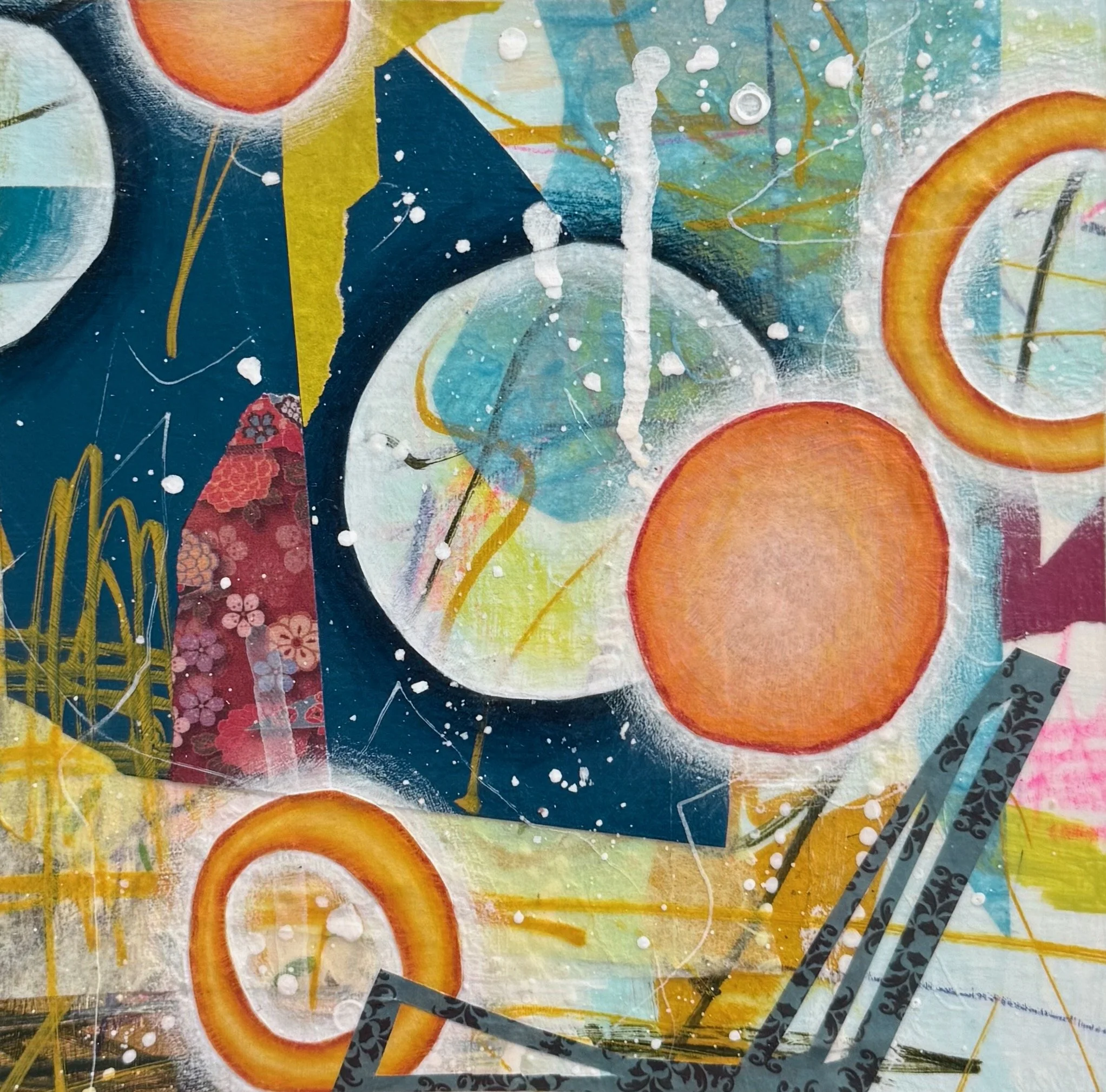 SUMMER 2025 (1), 6.5"x6.5", mixed media on paper, August 2025