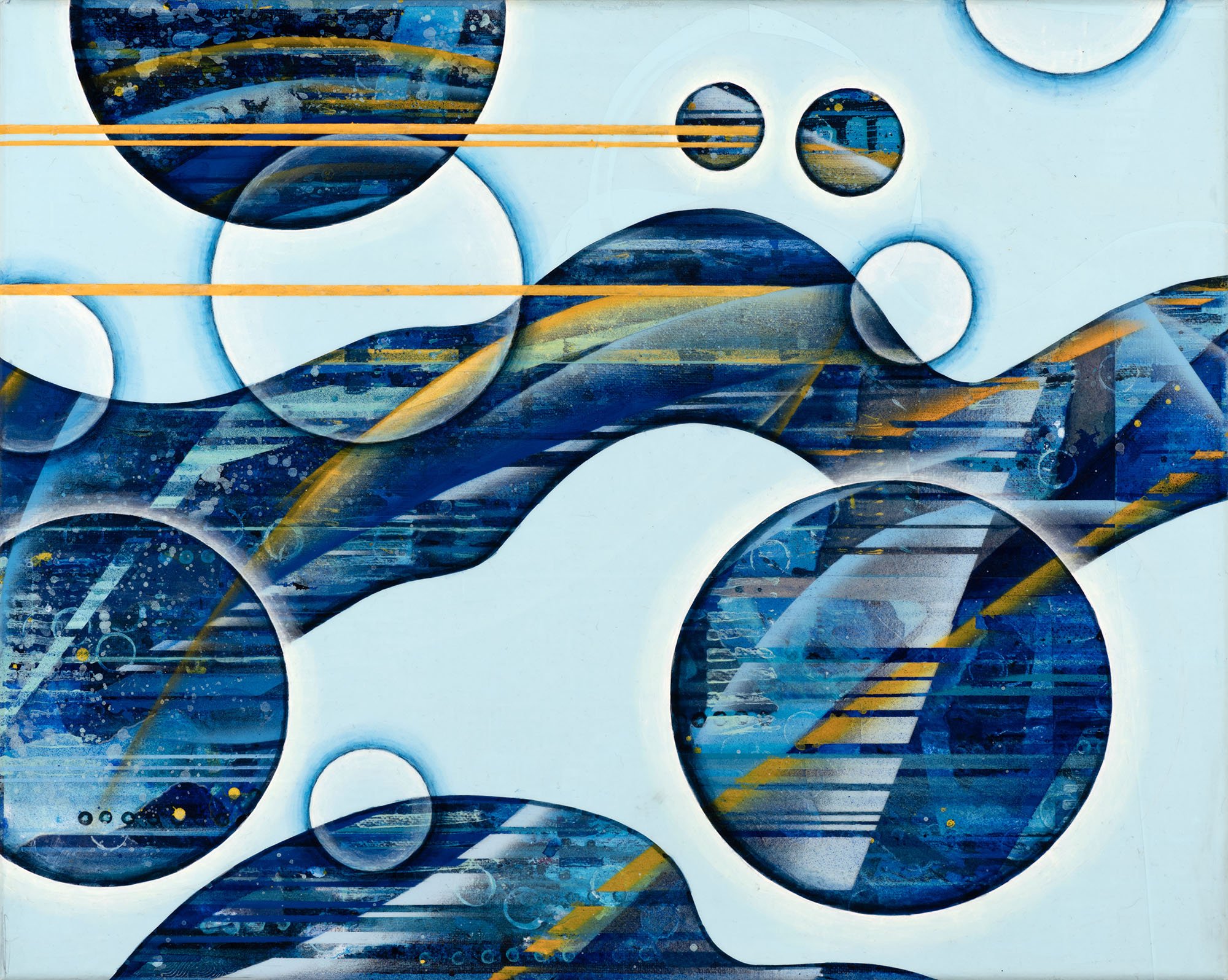 SWIM. BIKE. RUN. 16"x20", mixed media on canvas, February 2024