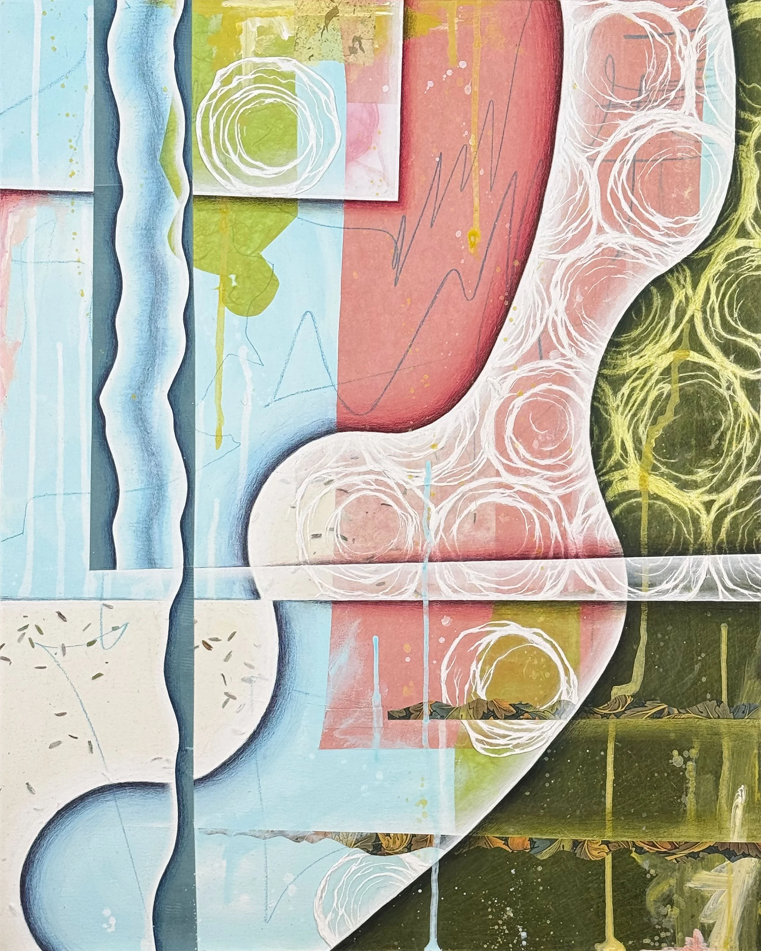 FALLING WATER,  30"x24",  mixed media on canvas,  March 2026