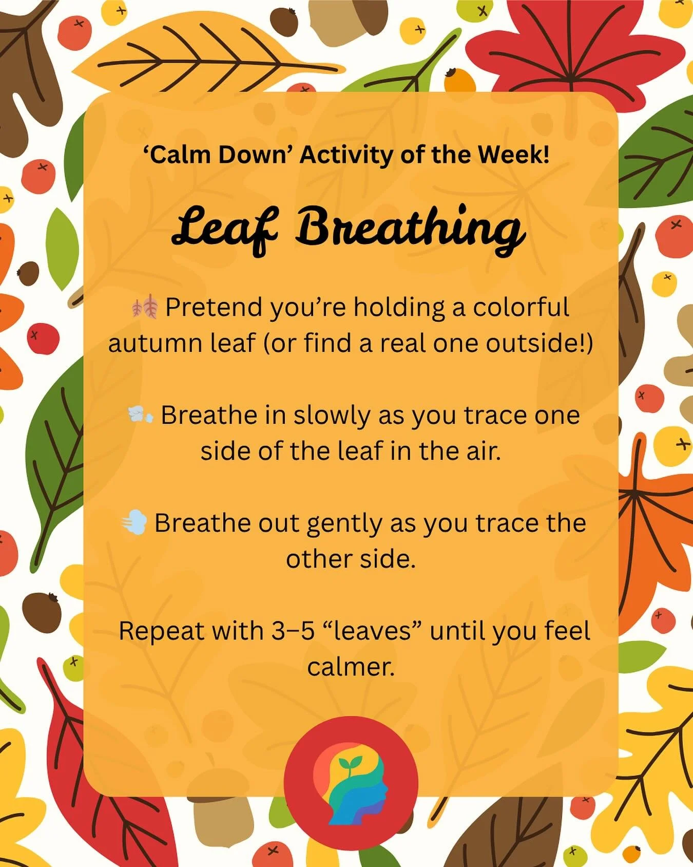 As the leaves change, so can our moods. 🍁 Summer ending, transitions back to school - all of these things can stir up big feelings in our little ones. 

Help your child practice Leaf Breathing this fall &mdash; a playful way to slow down, relax, and