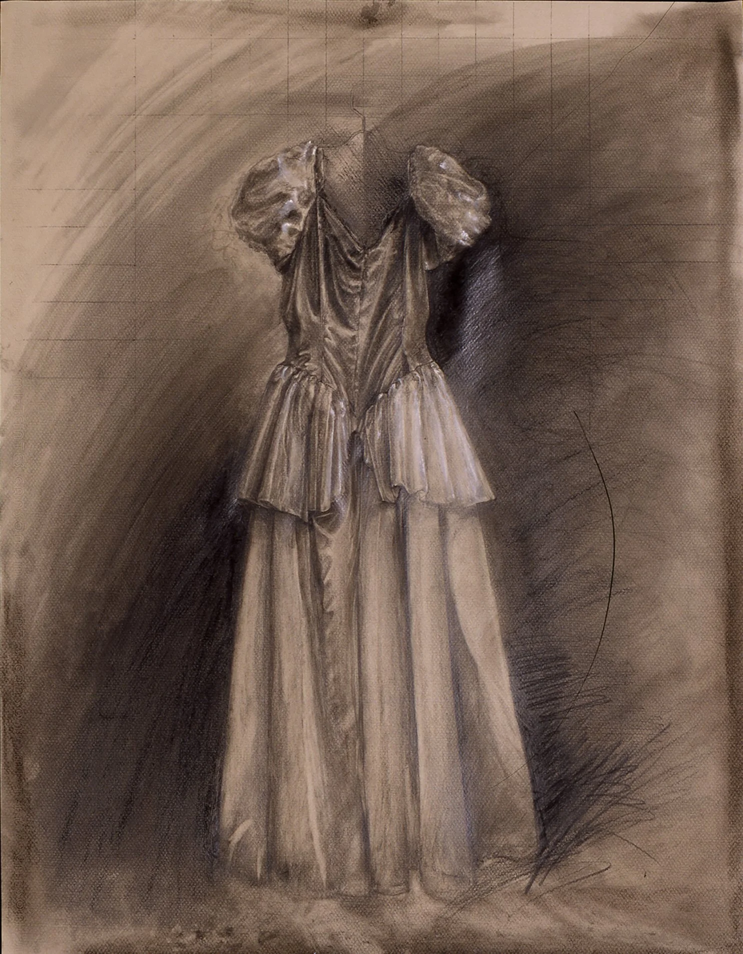 Elegy for a Dress 18 x 24 inches charcoal, graphite, Prismacolor pencil, chalk on Canson paper