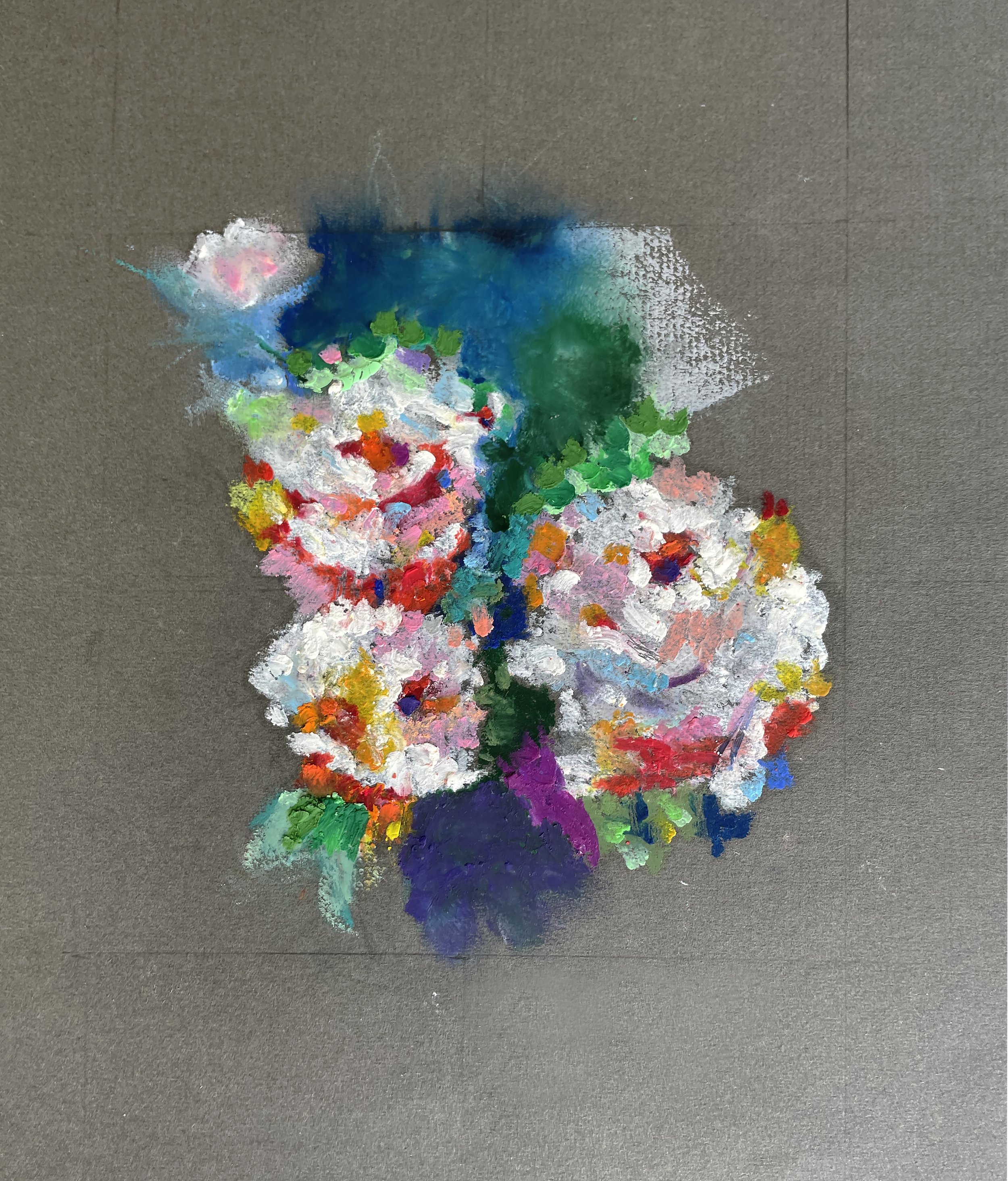 Flower Study 7 x 8.5 inches oil pastel on Canson paper