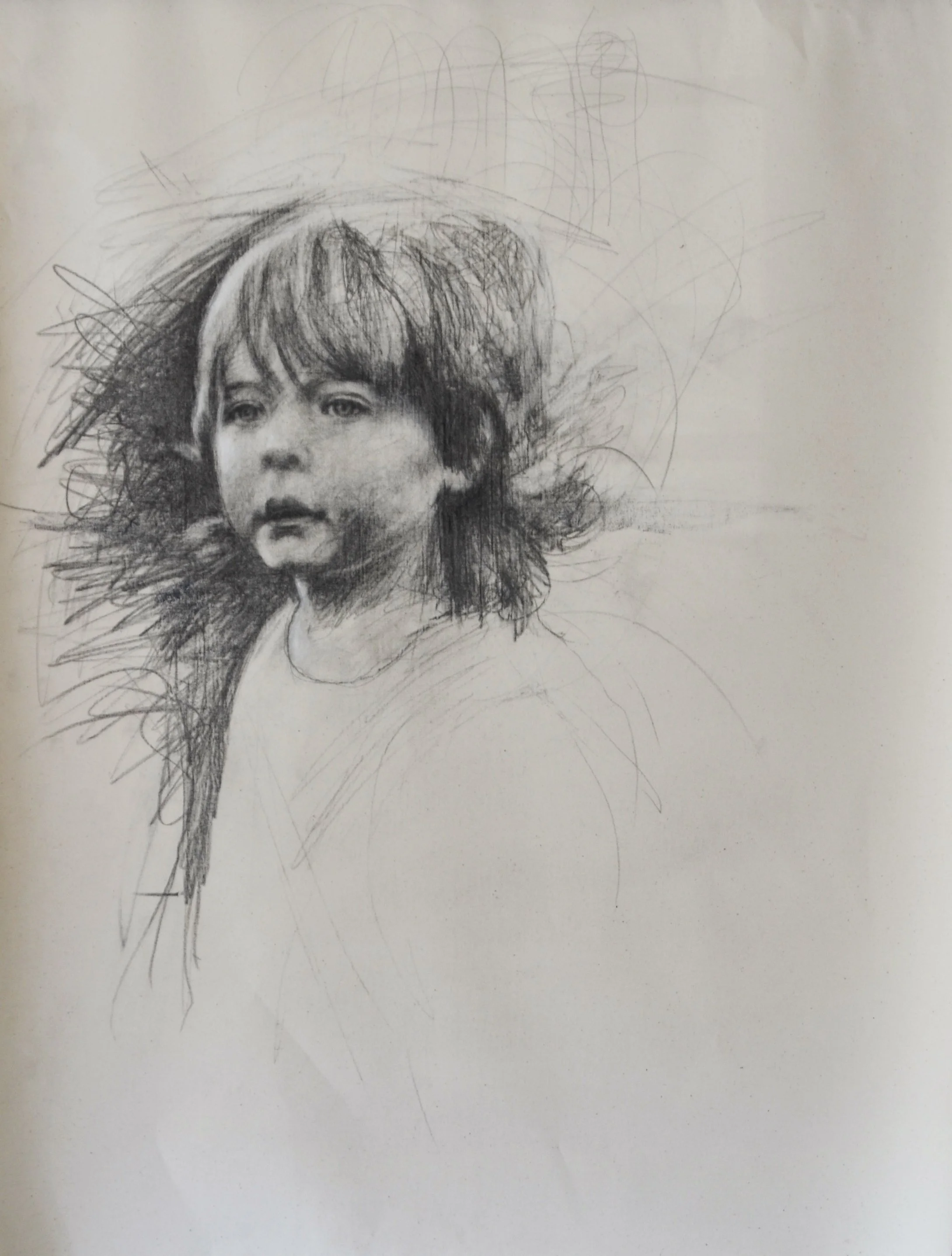 Liam 28 x 37 inches charcoal, graphite, Prismacolor pencil on canvas