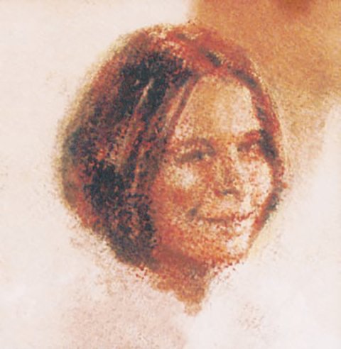 Lauren 4 x 4 inches watercolor wash and conte pencil on watercolor paper