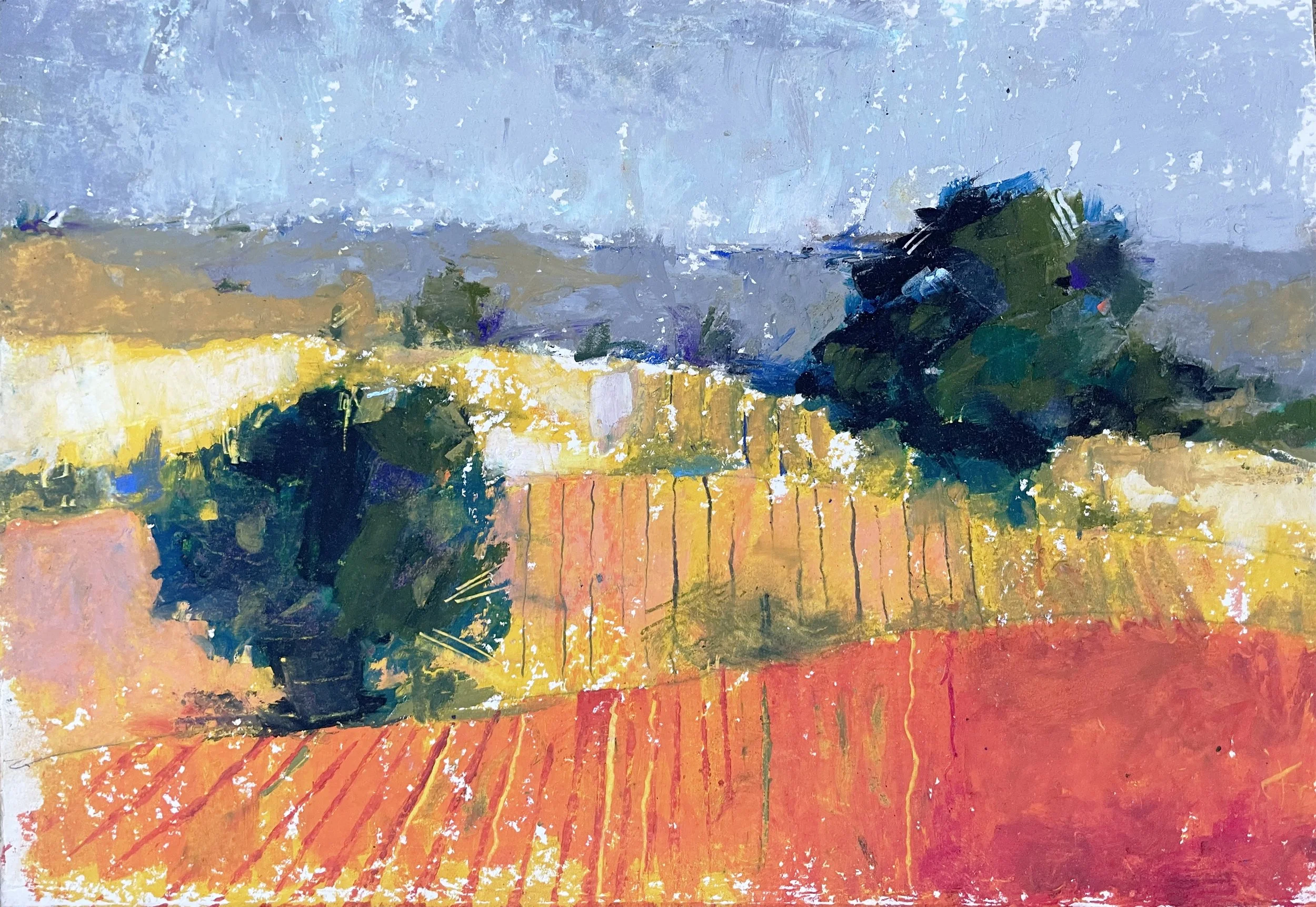 Blue Ridge 11 x 7.5 inches oil pastel on watercolor paper