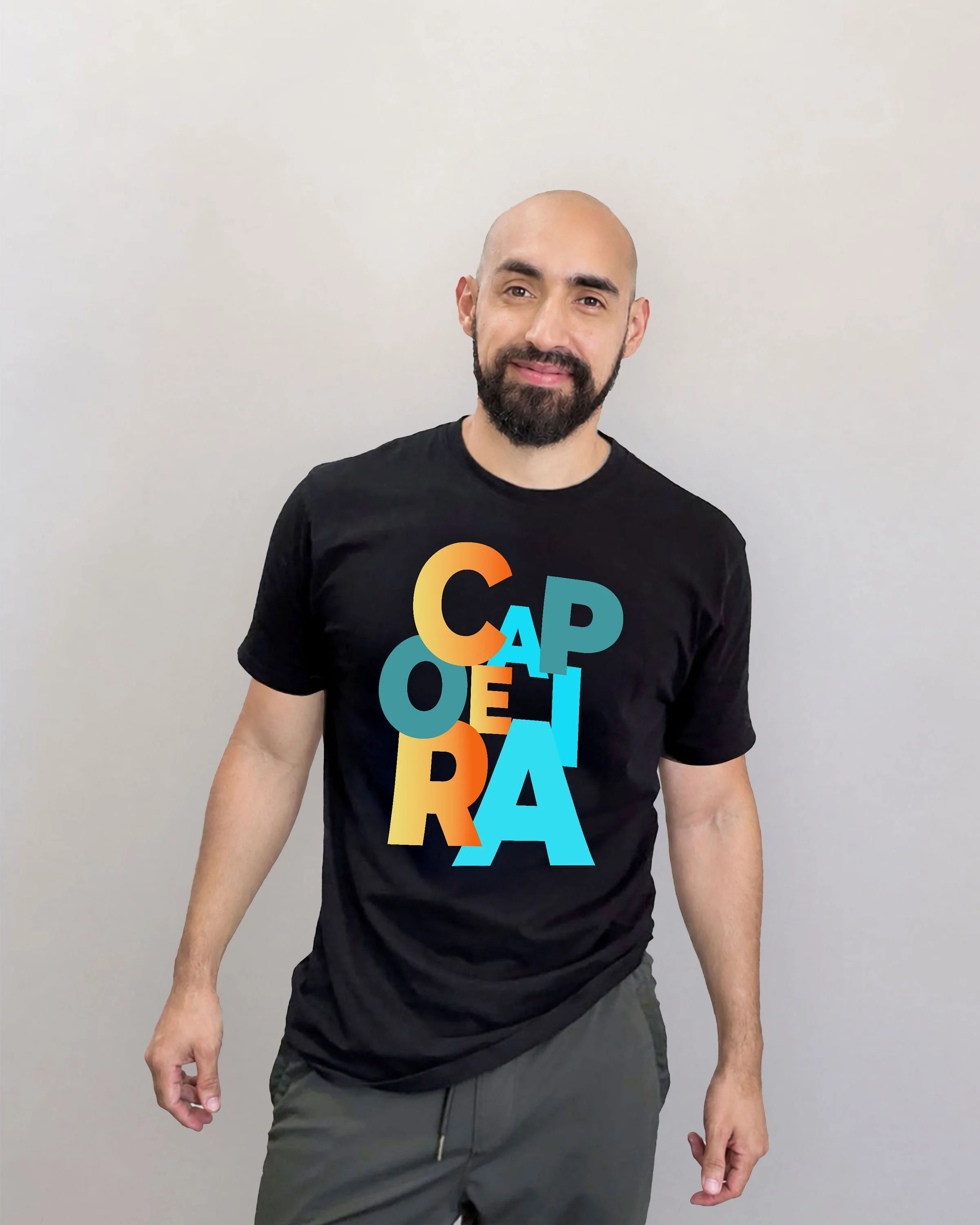Men’s Black & White  Heavyweight Tee | CAPOEIRA Print