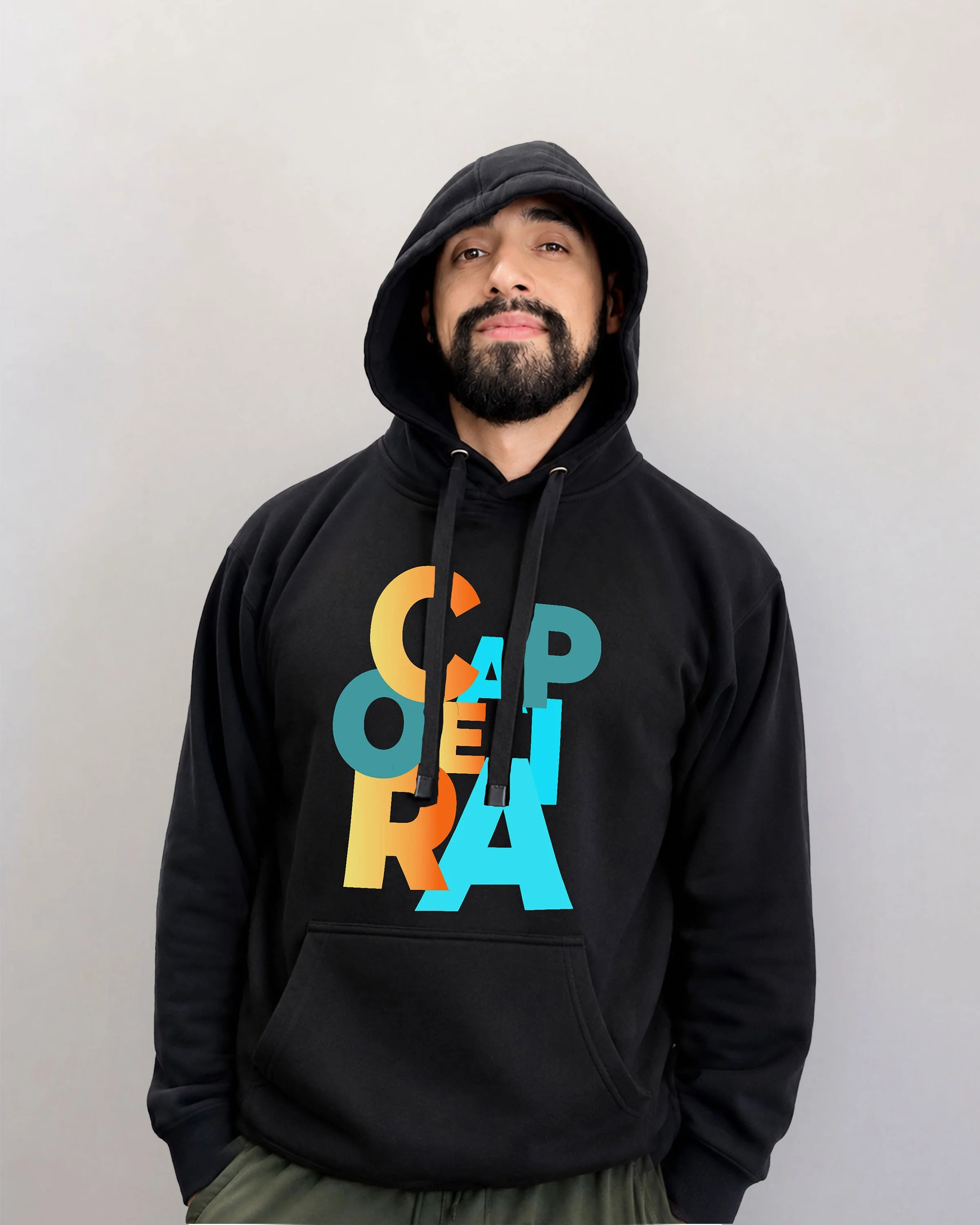 Men’s Black & White Pullover Hoodie | CAPOEIRA Print
